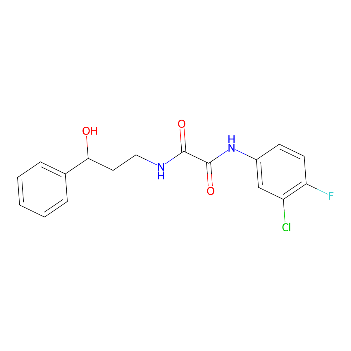 N1-(3-chloro-4-fluorophenyl)-N2-(3-hydroxy-3-phenylpropyl)oxalamide molecular structure, CAS 1396687-38-9
