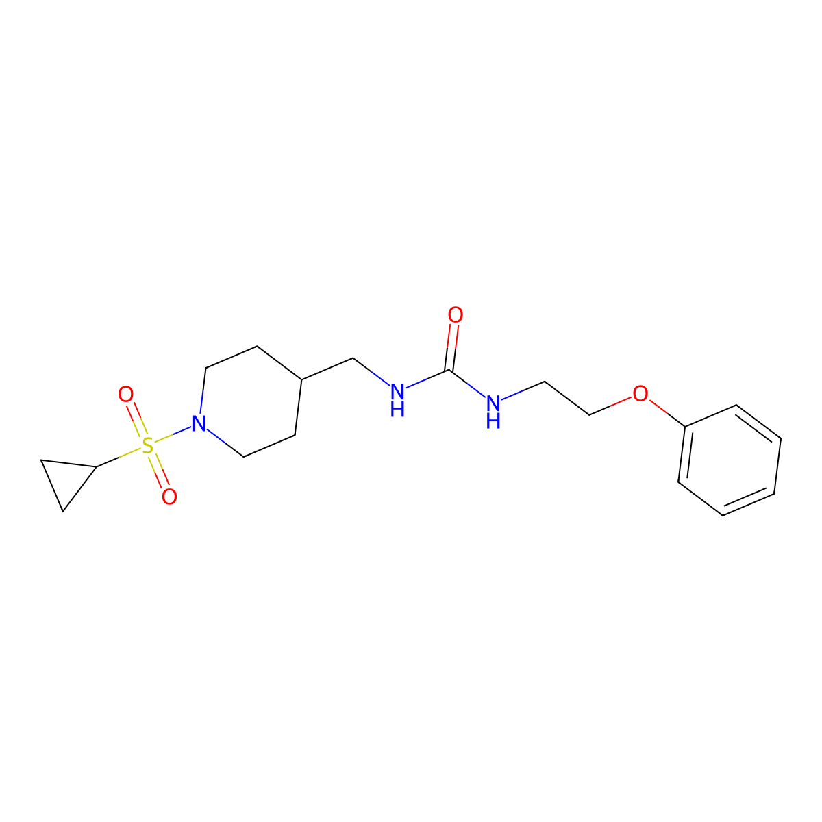 1-((1-(Cyclopropylsulfonyl)piperidin-4-yl)methyl)-3-(2-phenoxyethyl)urea molecular structure, CAS 1396687-40-3