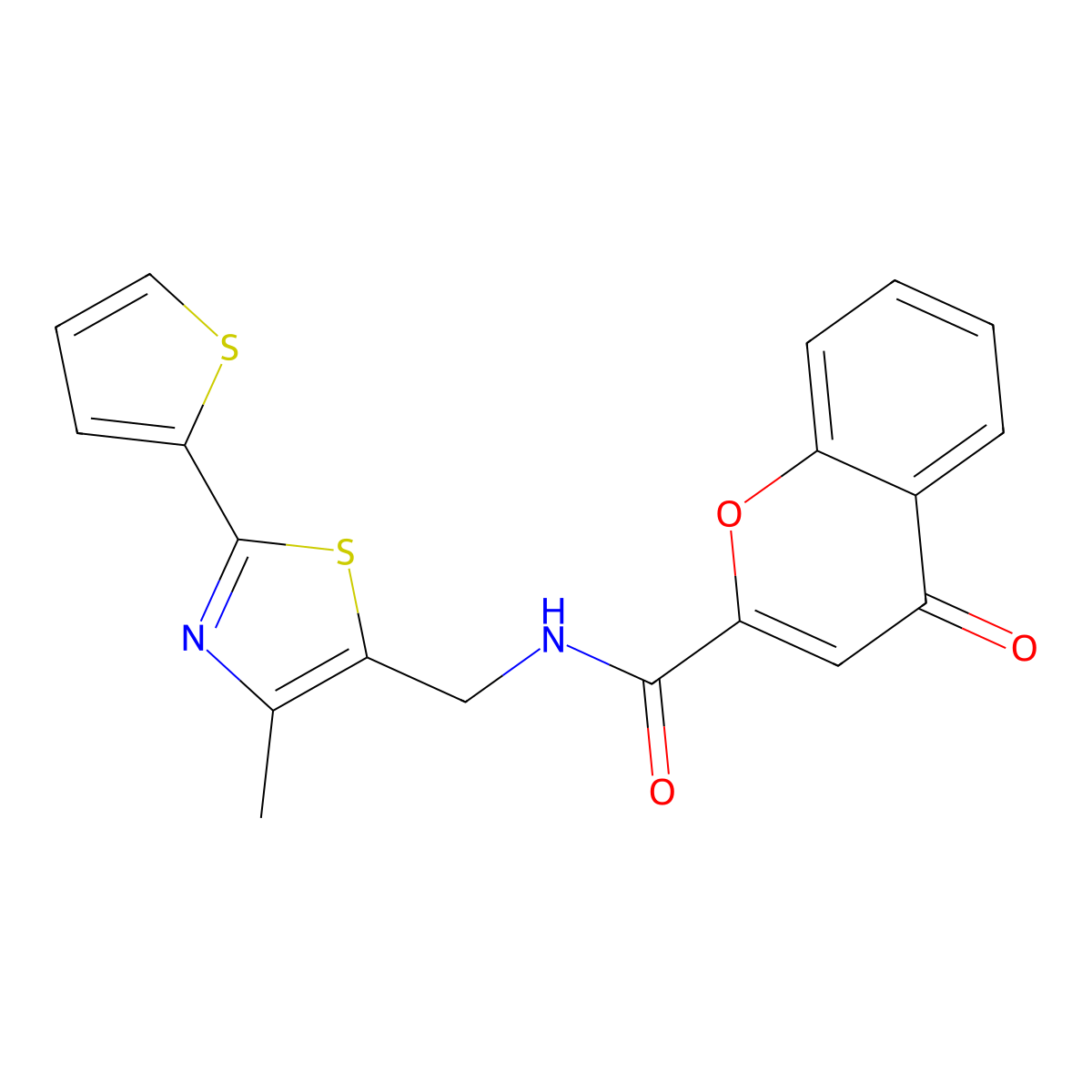 N-((4-methyl-2-(thiophen-2-yl)thiazol-5-yl)methyl)-4-oxo-4H-chromene-2-carboxamide molecular structure, CAS 1396687-41-4