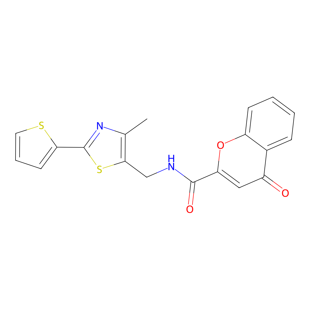 N-((4-methyl-2-(thiophen-2-yl)thiazol-5-yl)methyl)-4-oxo-4H-chromene-2-carboxamide molecular structure, CAS 1396687-41-4