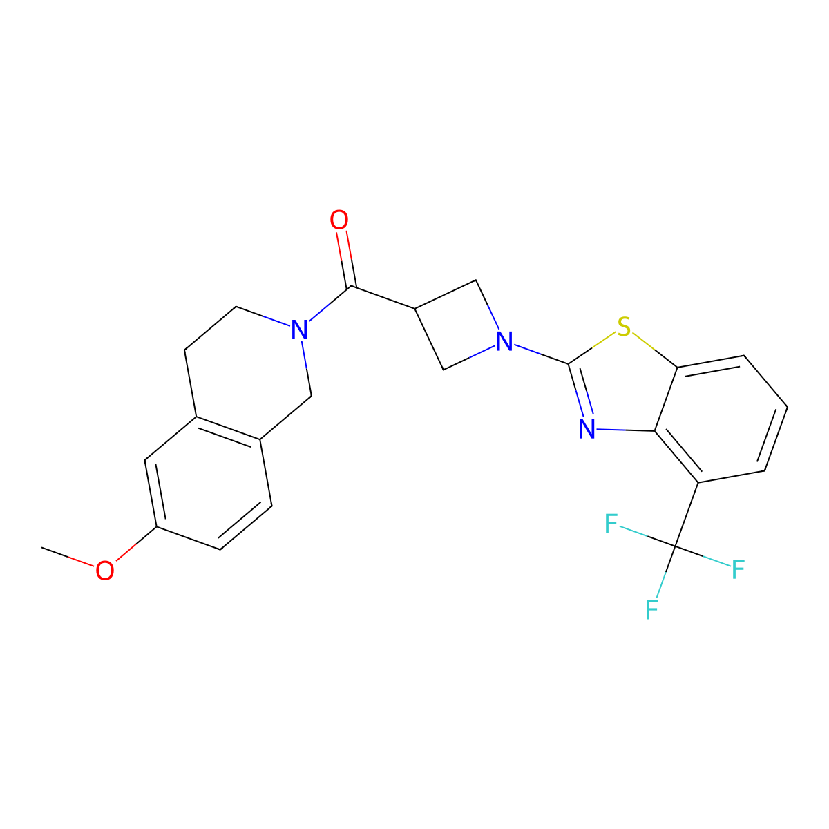 6-Methoxy-2-{1-[4-(trifluoromethyl)-1,3-benzothiazol-2-yl]azetidine-3-carbonyl}-1,2,3,4-tetrahydroisoquinoline molecular structure, CAS 1396687-43-6