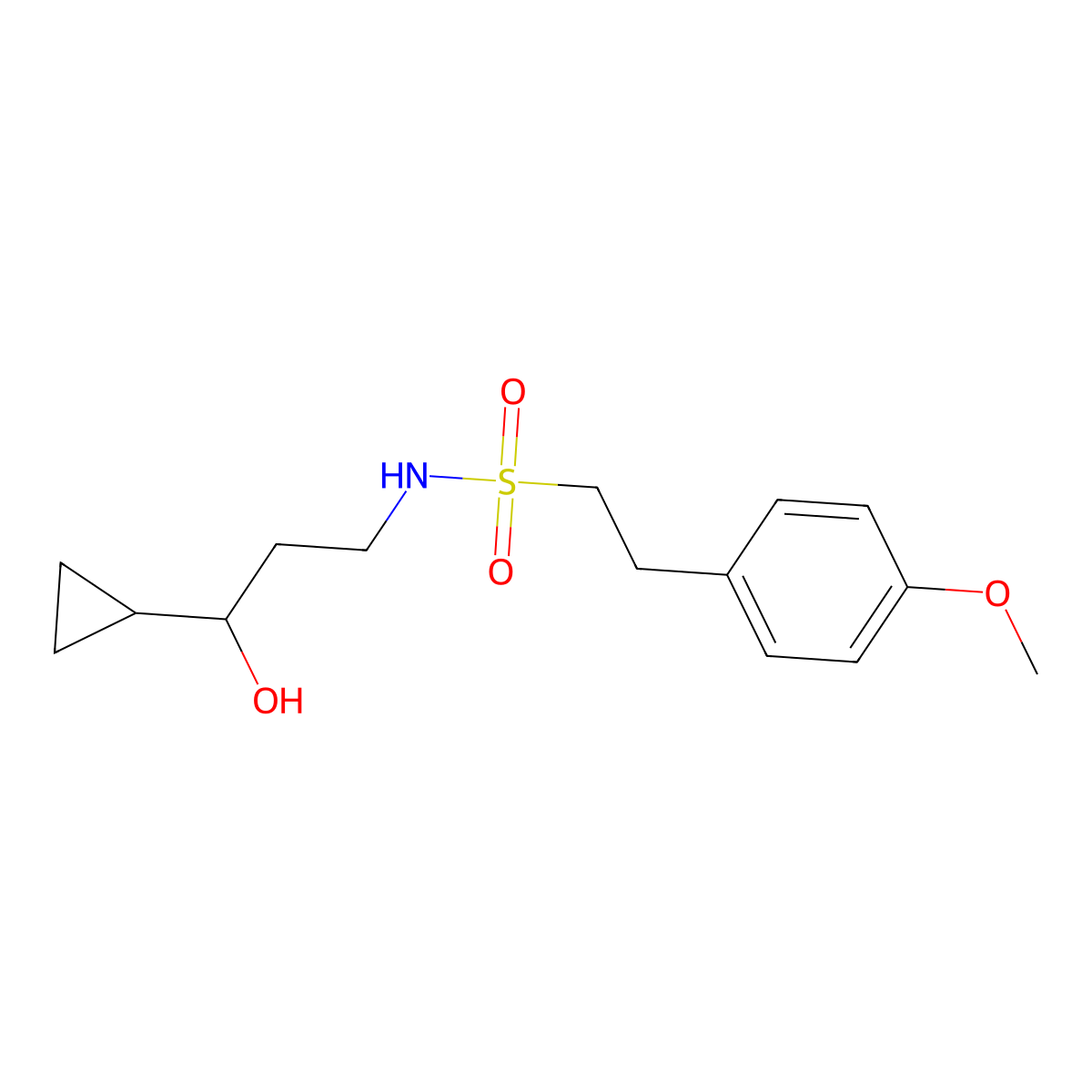 N-(3-cyclopropyl-3-hydroxypropyl)-2-(4-methoxyphenyl)ethanesulfonamide molecular structure, CAS 1396687-47-0