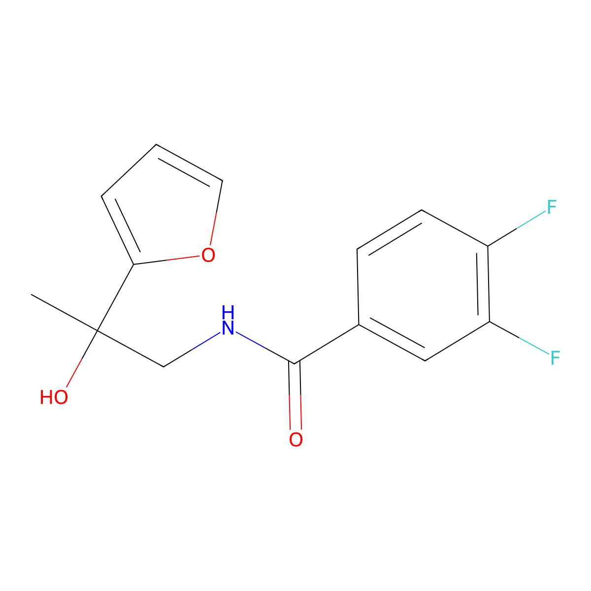 3,4-difluoro-N-[2-(furan-2-yl)-2-hydroxypropyl]benzamide molecular structure, CAS 1396687-52-7