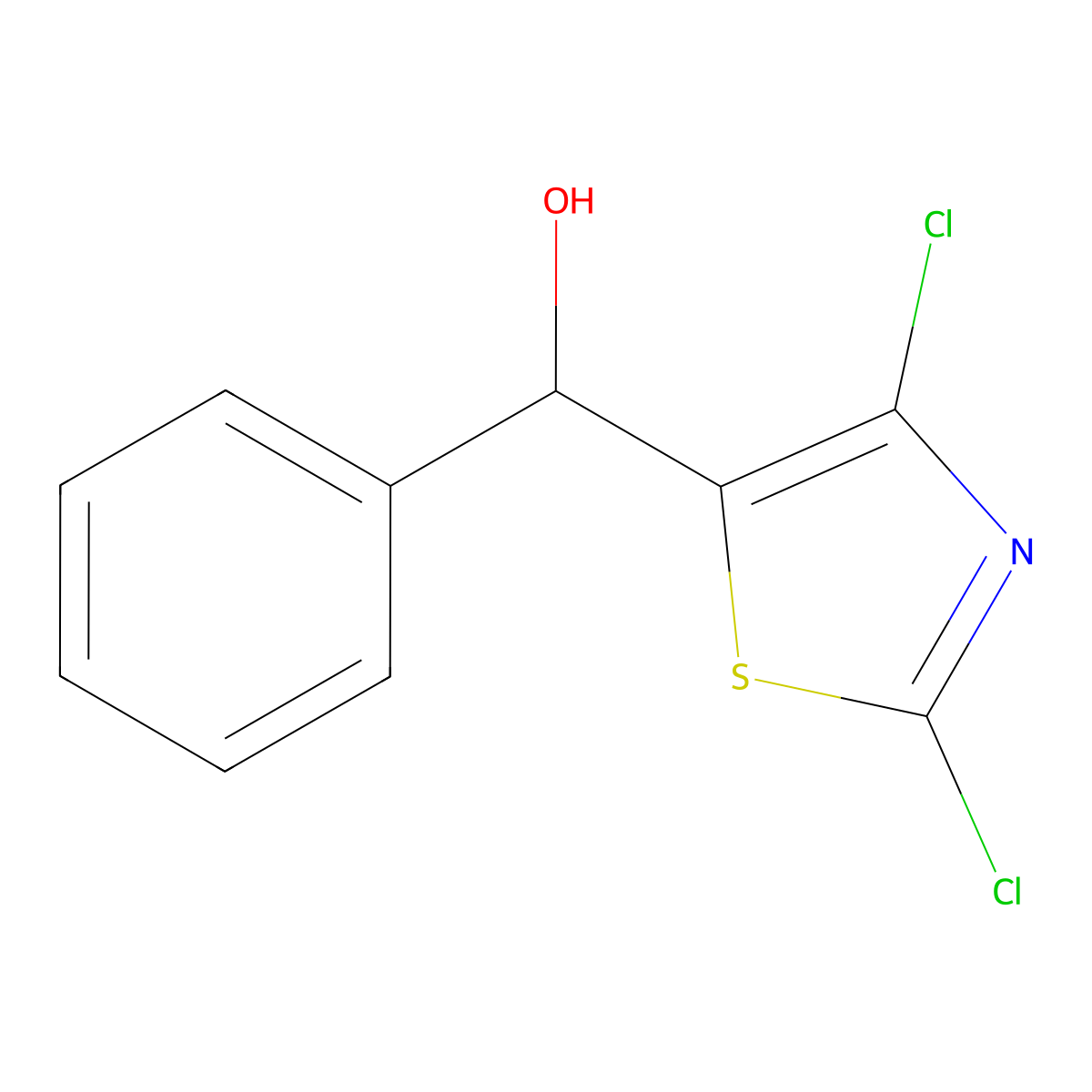 2,4-Dichloro-alpha-phenyl-5-thiaZolemethanol molecular structure, CAS 139669-91-3