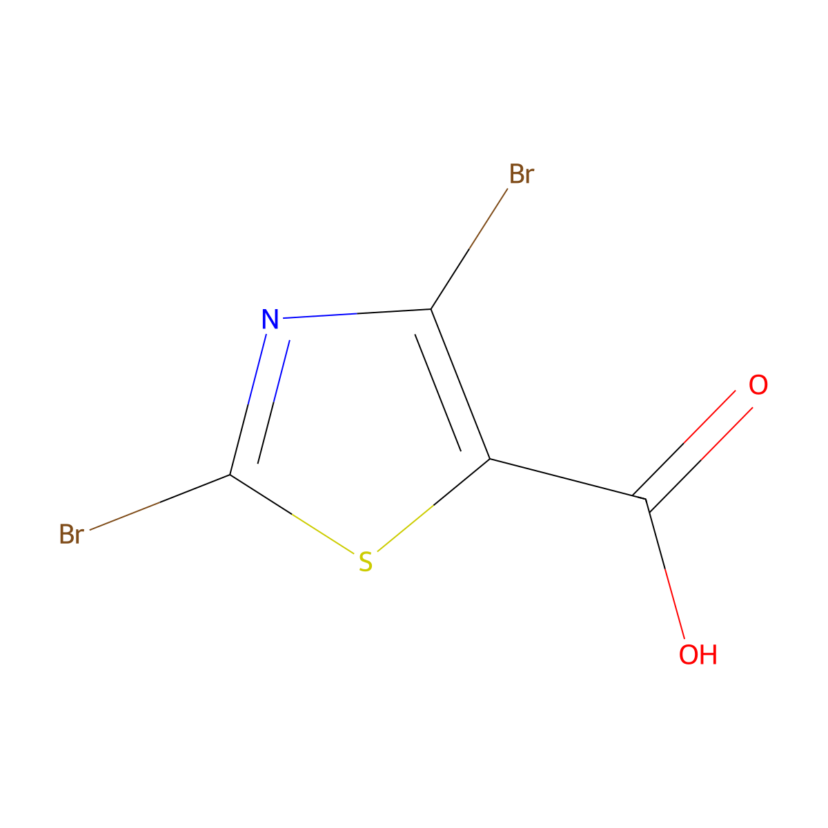 Dibromo-1,3-thiazole-5-carboxylic acid molecular structure, CAS 139669-96-8