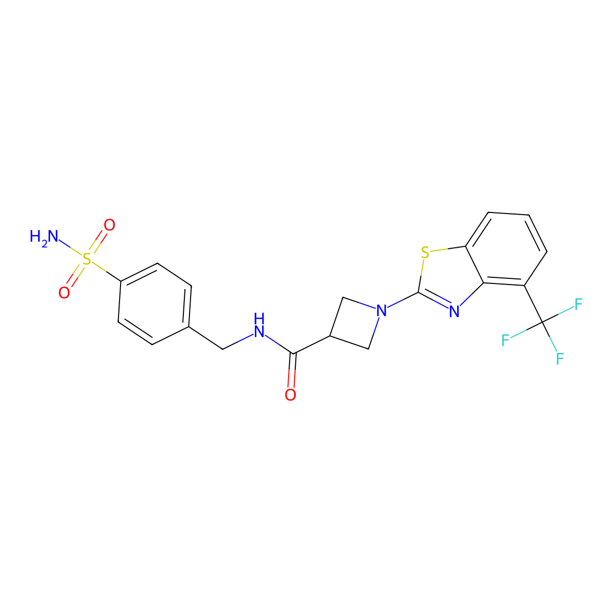 N-(4-sulfamoylbenzyl)-1-(4-(trifluoromethyl)benzo[d]thiazol-2-yl)azetidine-3-carboxamide molecular structure, CAS 1396706-64-1