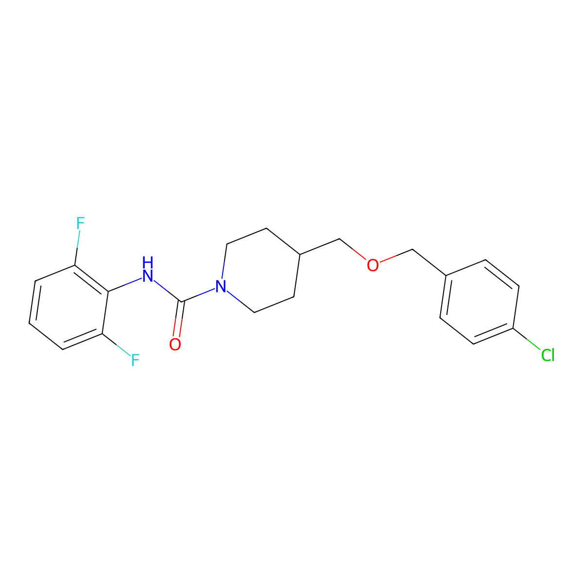 4-(((4-chlorobenzyl)oxy)methyl)-N-(2,6-difluorophenyl)piperidine-1-carboxamide molecular structure, CAS 1396706-66-3
