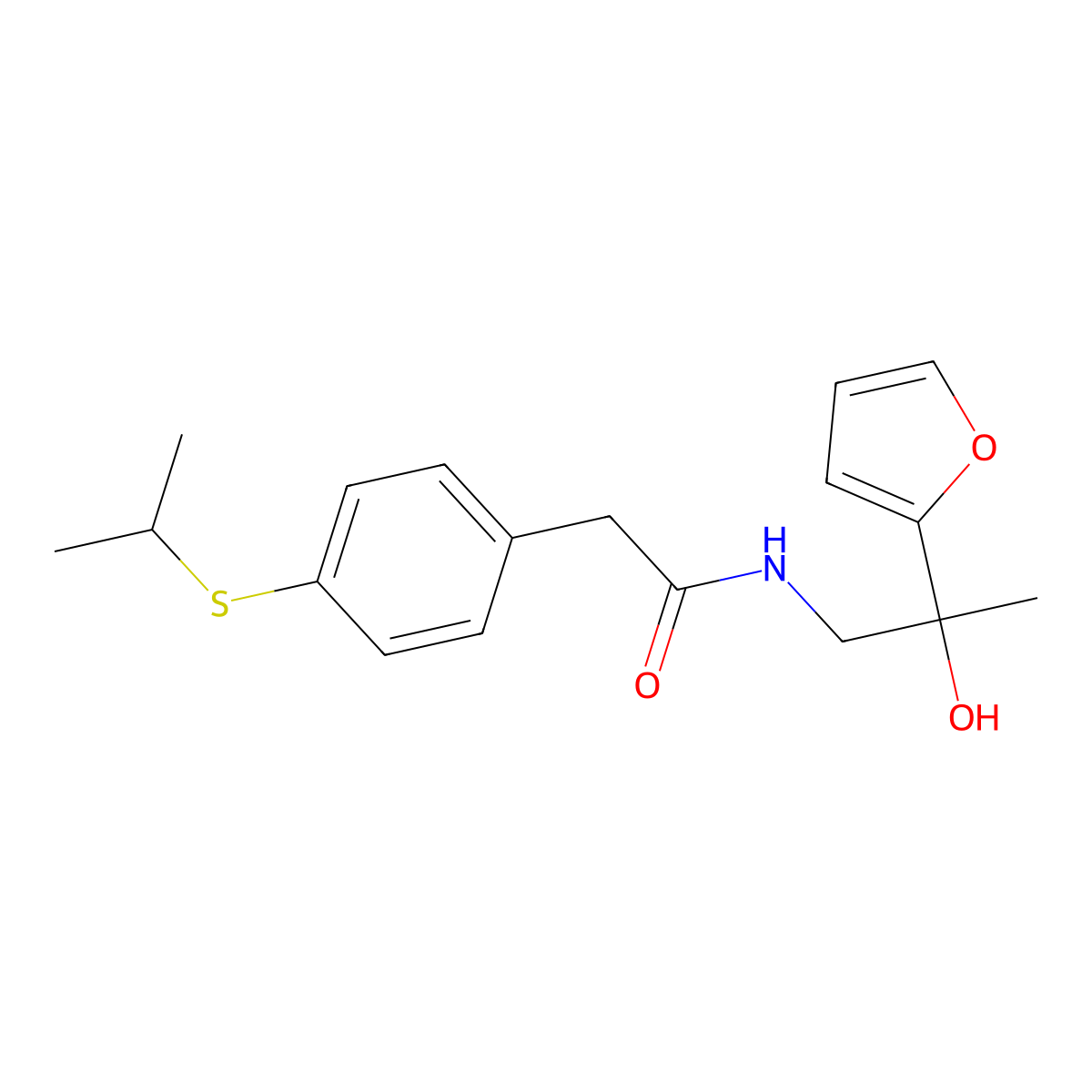 N-(2-(furan-2-yl)-2-hydroxypropyl)-2-(4-(isopropylthio)phenyl)acetamide molecular structure, CAS 1396706-82-3
