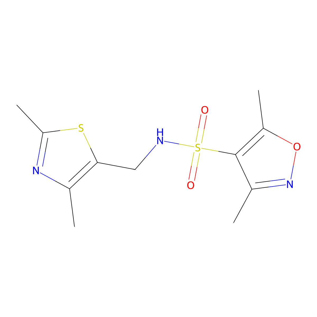 N-((2,4-dimethylthiazol-5-yl)methyl)-3,5-dimethylisoxazole-4-sulfonamide molecular structure, CAS 1396706-90-3