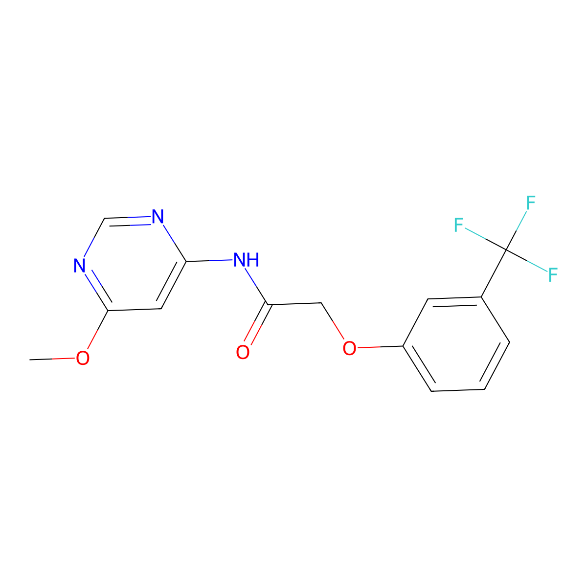 N-(6-methoxypyrimidin-4-yl)-2-[3-(trifluoromethyl)phenoxy]acetamide molecular structure, CAS 1396706-98-1