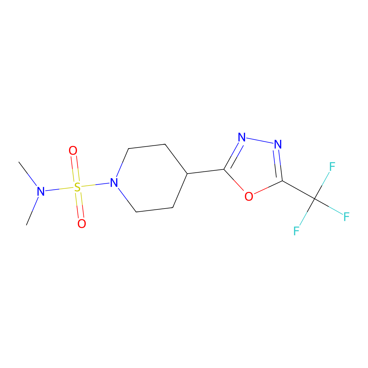 N,N-dimethyl-4-[5-(trifluoromethyl)-1,3,4-oxadiazol-2-yl]piperidine-1-sulfonamide molecular structure, CAS 1396707-00-8