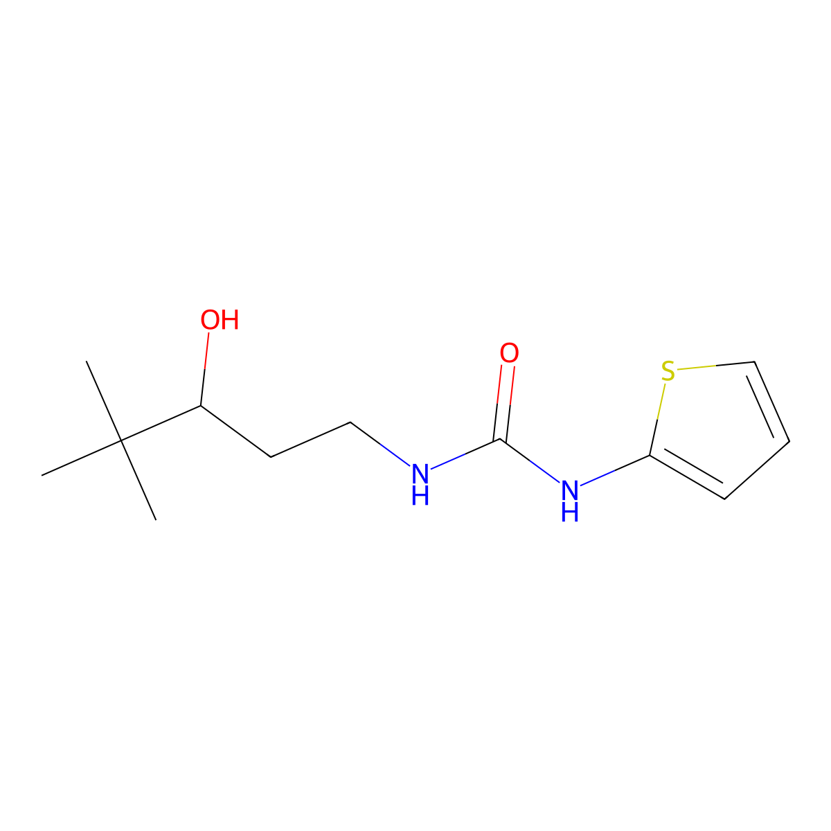 1-(3-Hydroxy-4,4-dimethylpentyl)-3-(thiophen-2-yl)urea molecular structure, CAS 1396707-10-0