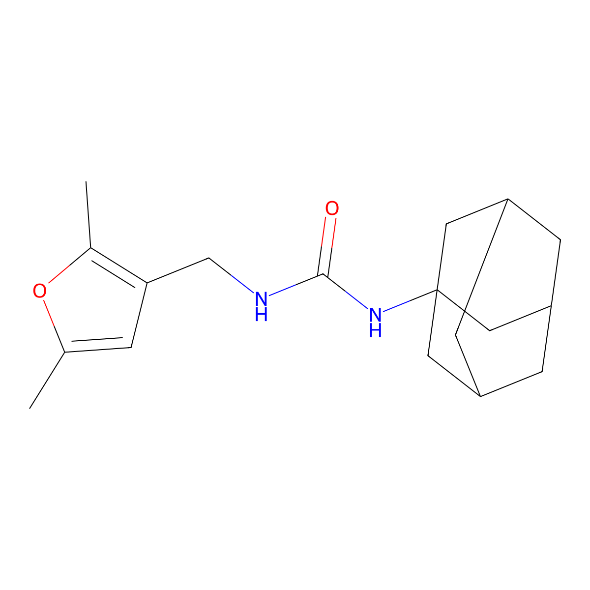 1-(Adamantan-1-yl)-3-[(2,5-dimethylfuran-3-yl)methyl]urea molecular structure, CAS 1396707-21-3