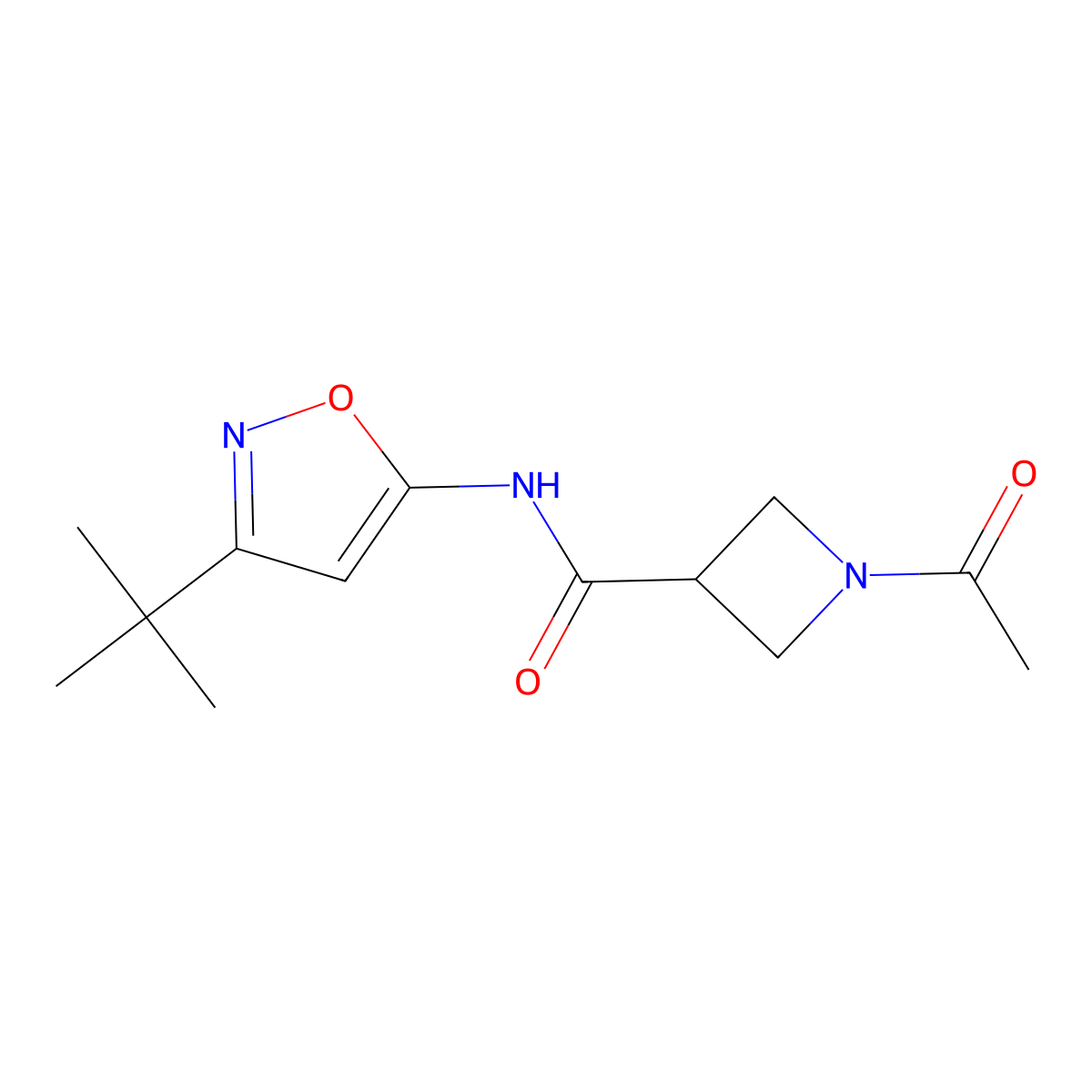 1-acetyl-N-(3-(tert-butyl)isoxazol-5-yl)azetidine-3-carboxamide molecular structure, CAS 1396707-22-4