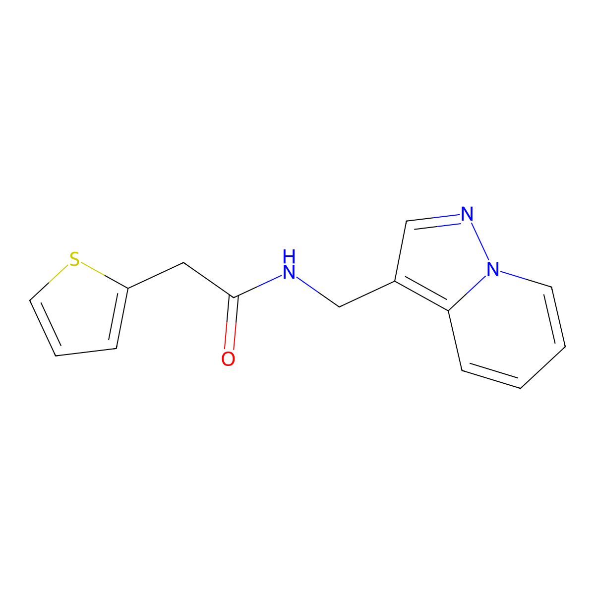 N-(pyrazolo[1,5-a]pyridin-3-ylmethyl)-2-(thiophen-2-yl)acetamide molecular structure, CAS 1396707-29-1
