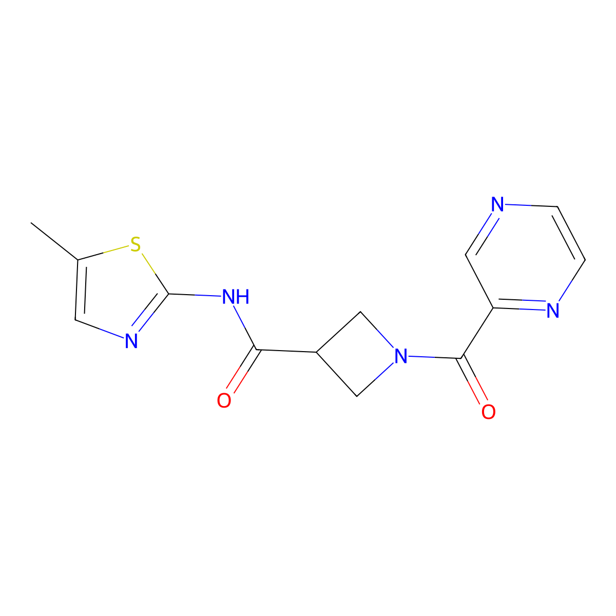 N-(5-methyl-1,3-thiazol-2-yl)-1-(pyrazine-2-carbonyl)azetidine-3-carboxamide molecular structure, CAS 1396707-34-8