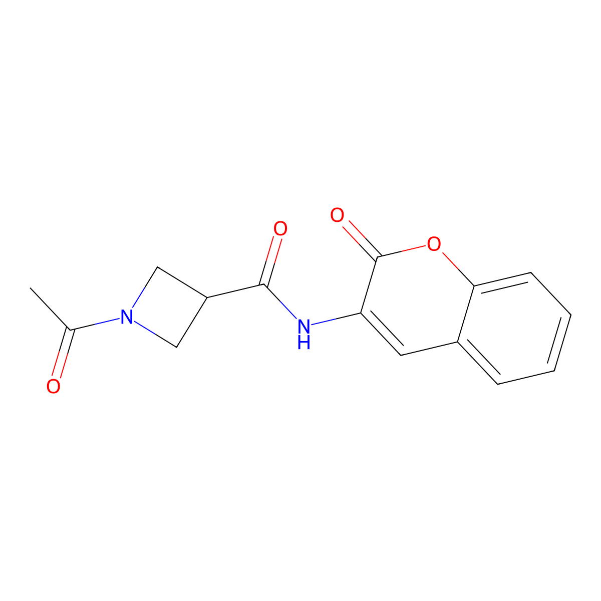 1-acetyl-N-(2-oxo-2H-chromen-3-yl)azetidine-3-carboxamide molecular structure, CAS 1396707-43-9