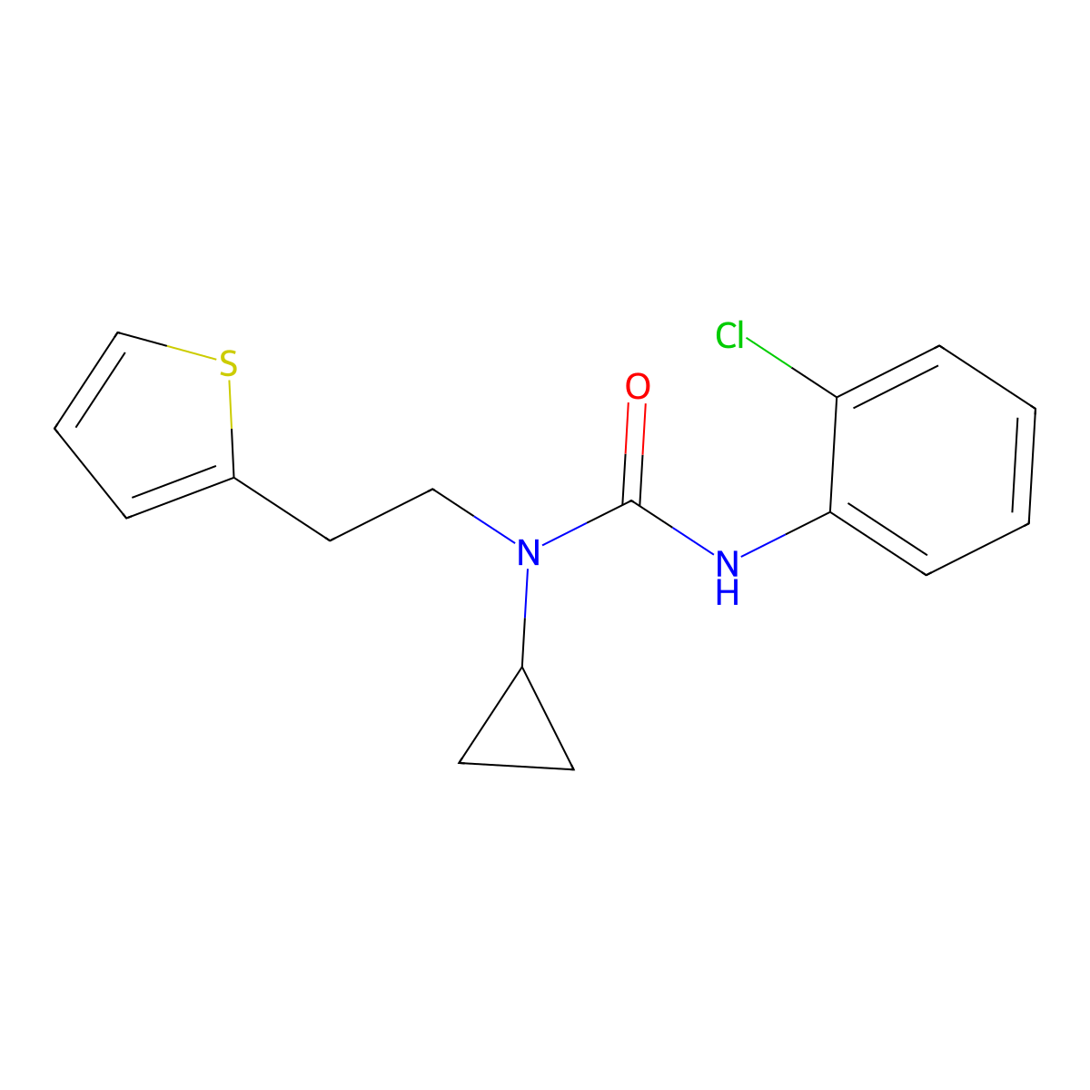 3-(2-Chlorophenyl)-1-cyclopropyl-1-(2-(thiophen-2-yl)ethyl)urea molecular structure, CAS 1396707-46-2