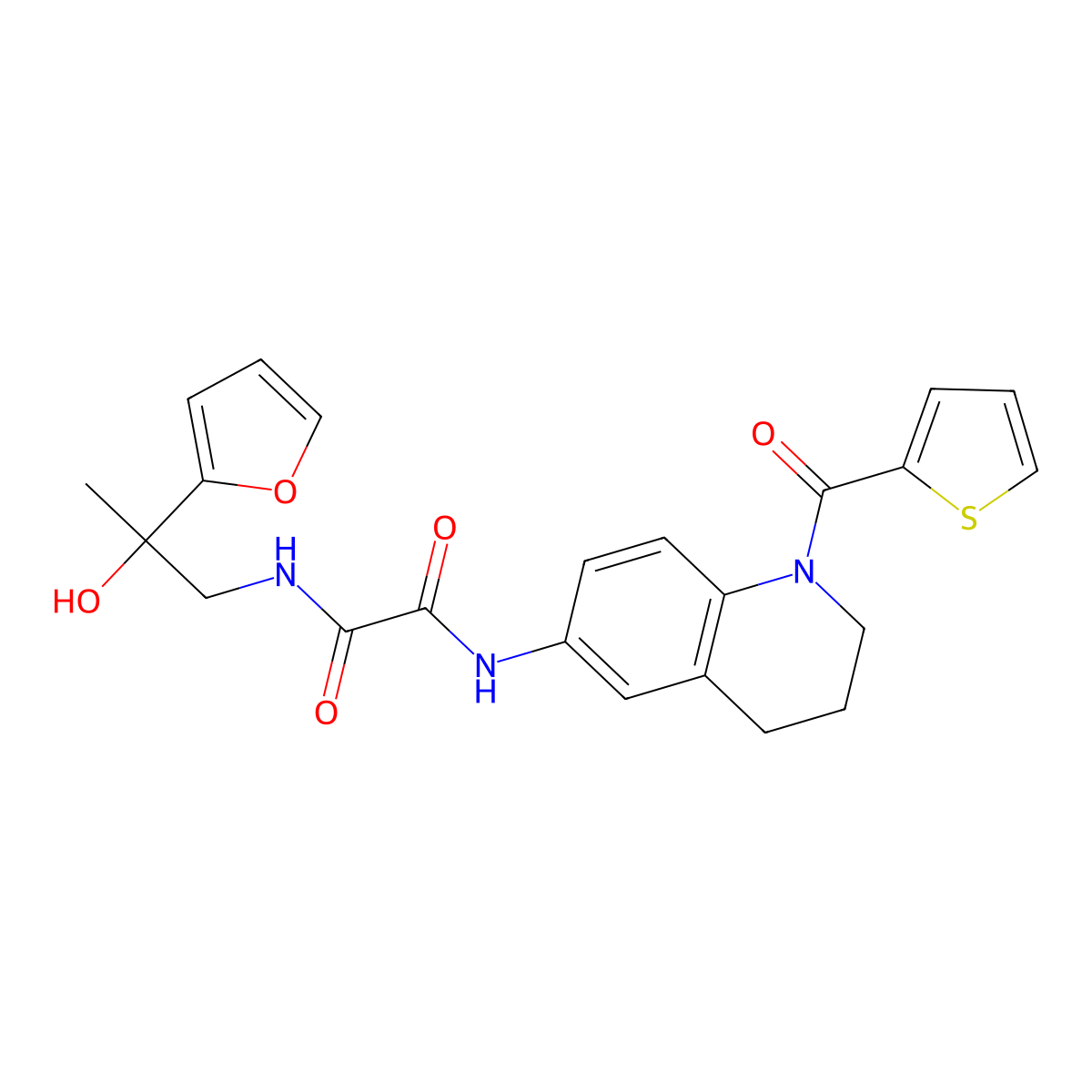 N1-(2-(furan-2-yl)-2-hydroxypropyl)-N2-(1-(thiophene-2-carbonyl)-1,2,3,4-tetrahydroquinolin-6-yl)oxalamide molecular structure, CAS 1396707-48-4