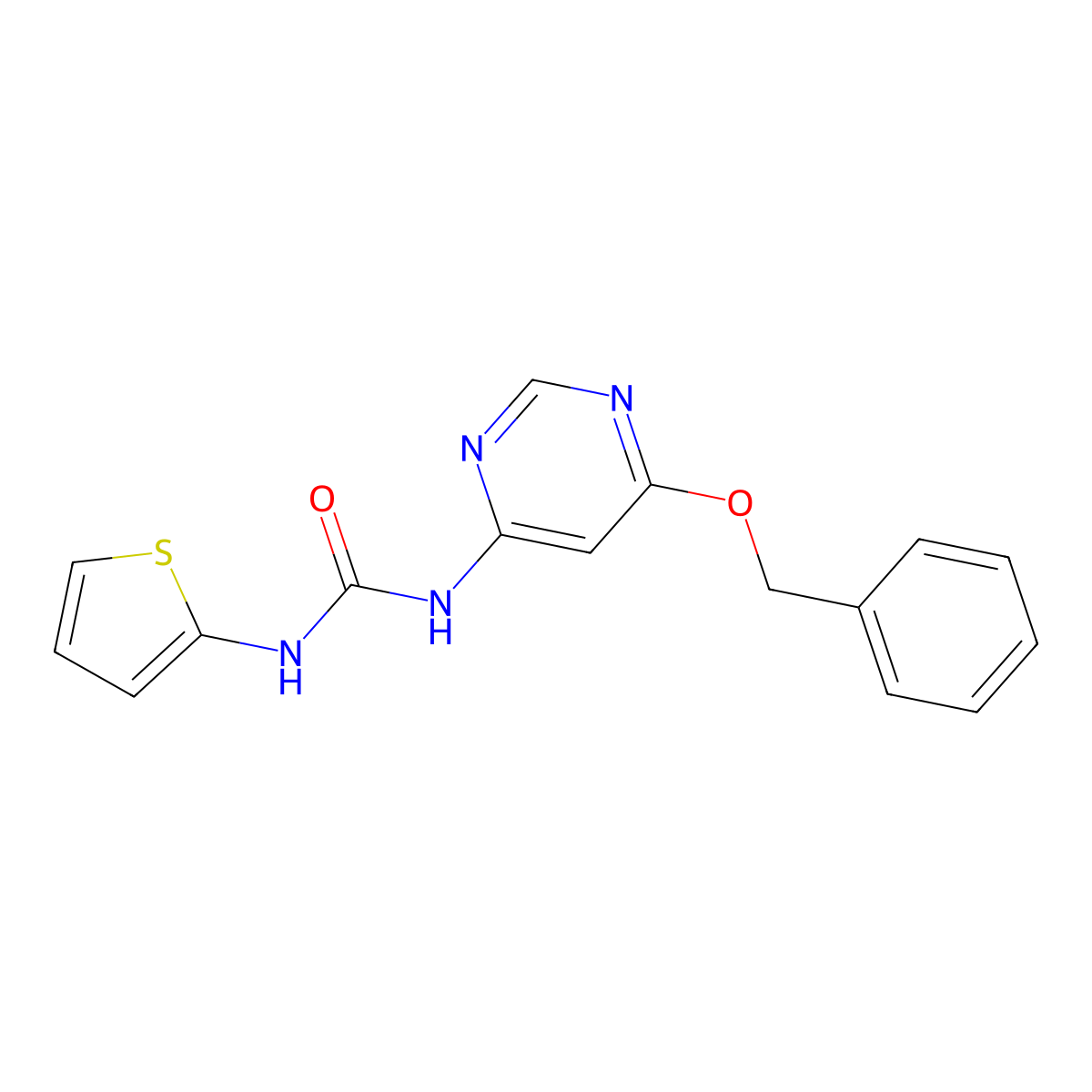 1-(6-(Benzyloxy)pyrimidin-4-yl)-3-(thiophen-2-yl)urea molecular structure, CAS 1396707-51-9