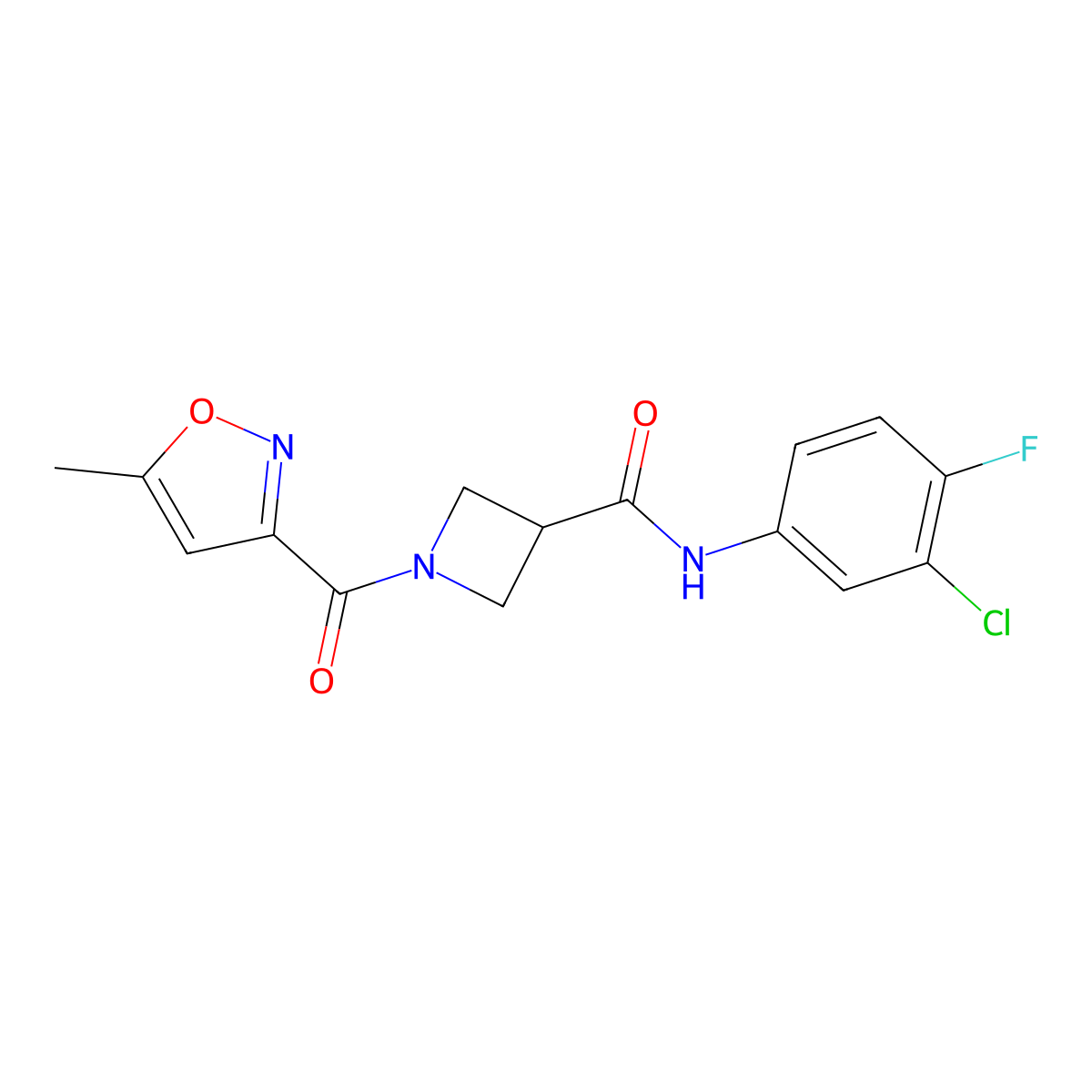 N-(3-chloro-4-fluorophenyl)-1-(5-methylisoxazole-3-carbonyl)azetidine-3-carboxamide molecular structure, CAS 1396707-57-5