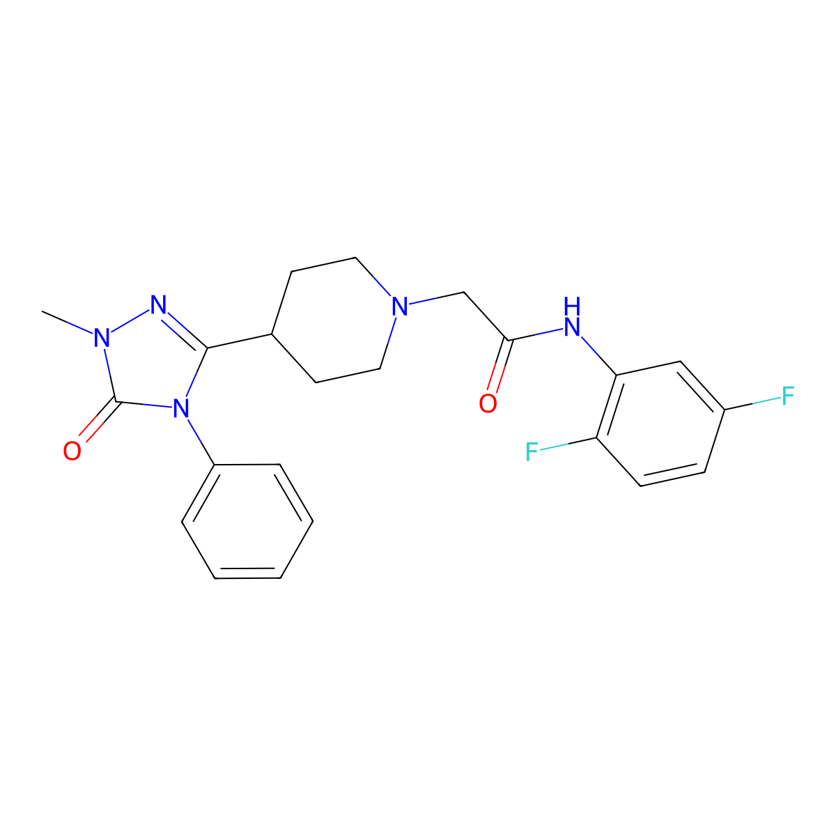 N-(2,5-difluorophenyl)-2-[4-(1-methyl-5-oxo-4-phenyl-4,5-dihydro-1H-1,2,4-triazol-3-yl)piperidin-1-yl]acetamide molecular structure, CAS 1396707-58-6