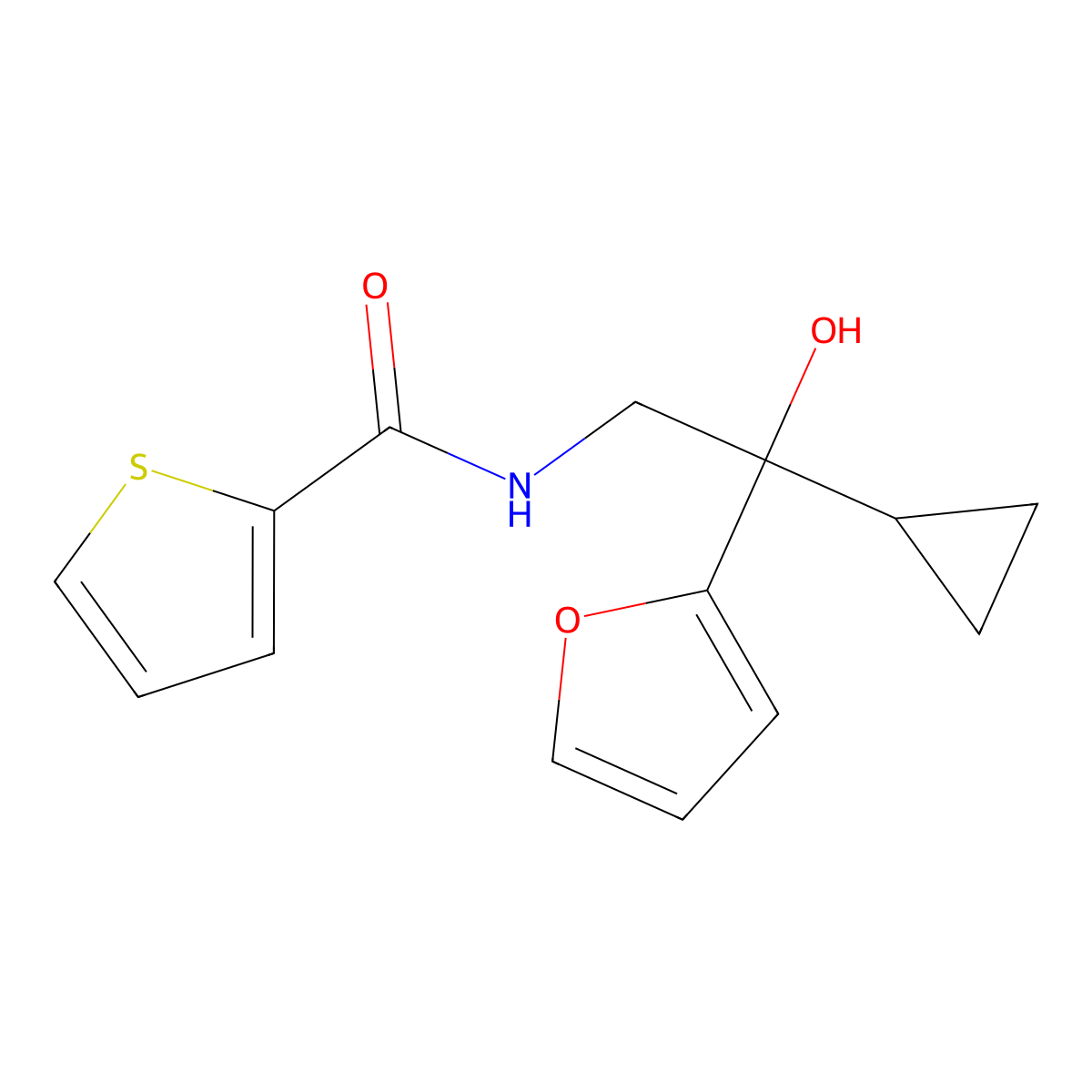 N-[2-cyclopropyl-2-(furan-2-yl)-2-hydroxyethyl]thiophene-2-carboxamide molecular structure, CAS 1396707-59-7