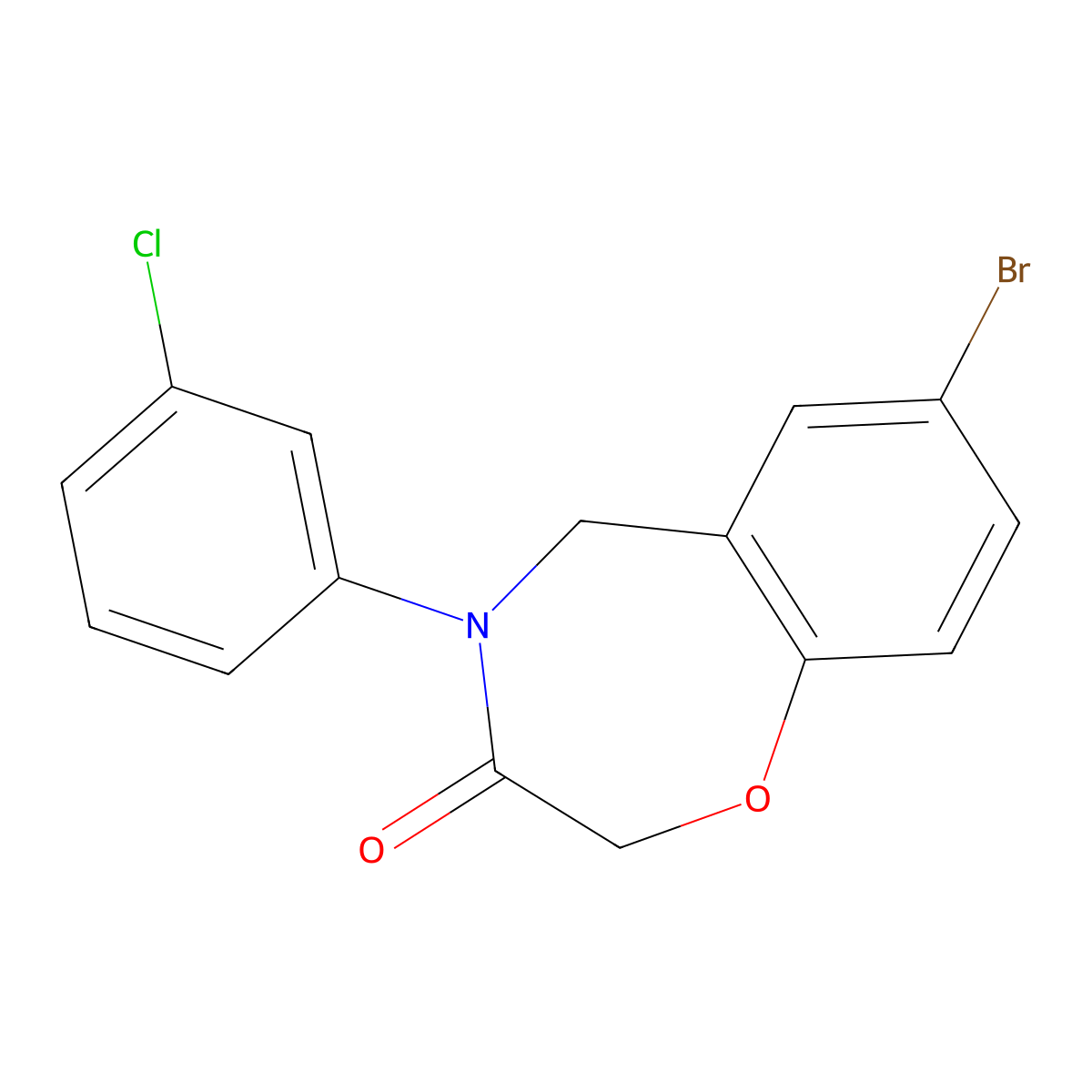 7-bromo-4-(3-chlorophenyl)-4,5-dihydro-1,4-benzoxazepin-3(2H)-one molecular structure, CAS 1396707-70-2