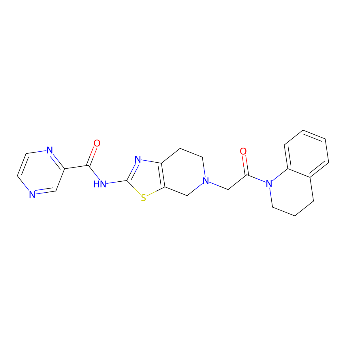 N-(5-(2-(3,4-dihydroquinolin-1(2H)-yl)-2-oxoethyl)-4,5,6,7-tetrahydrothiazolo[5,4-c]pyridin-2-yl)pyrazine-2-carboxamide molecular structure, CAS 1396707-71-3