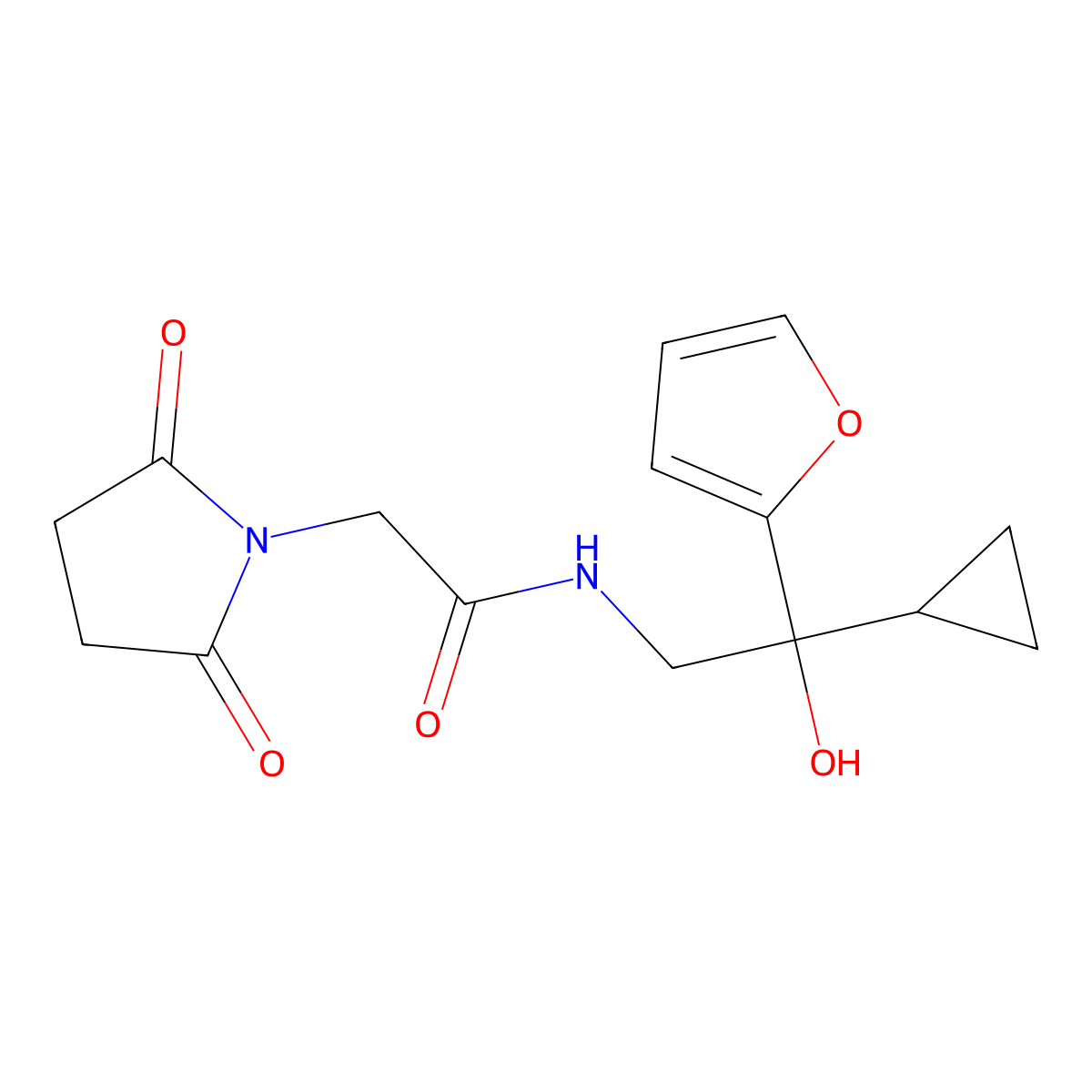 N-[2-cyclopropyl-2-(furan-2-yl)-2-hydroxyethyl]-2-(2,5-dioxopyrrolidin-1-yl)acetamide molecular structure, CAS 1396707-74-6