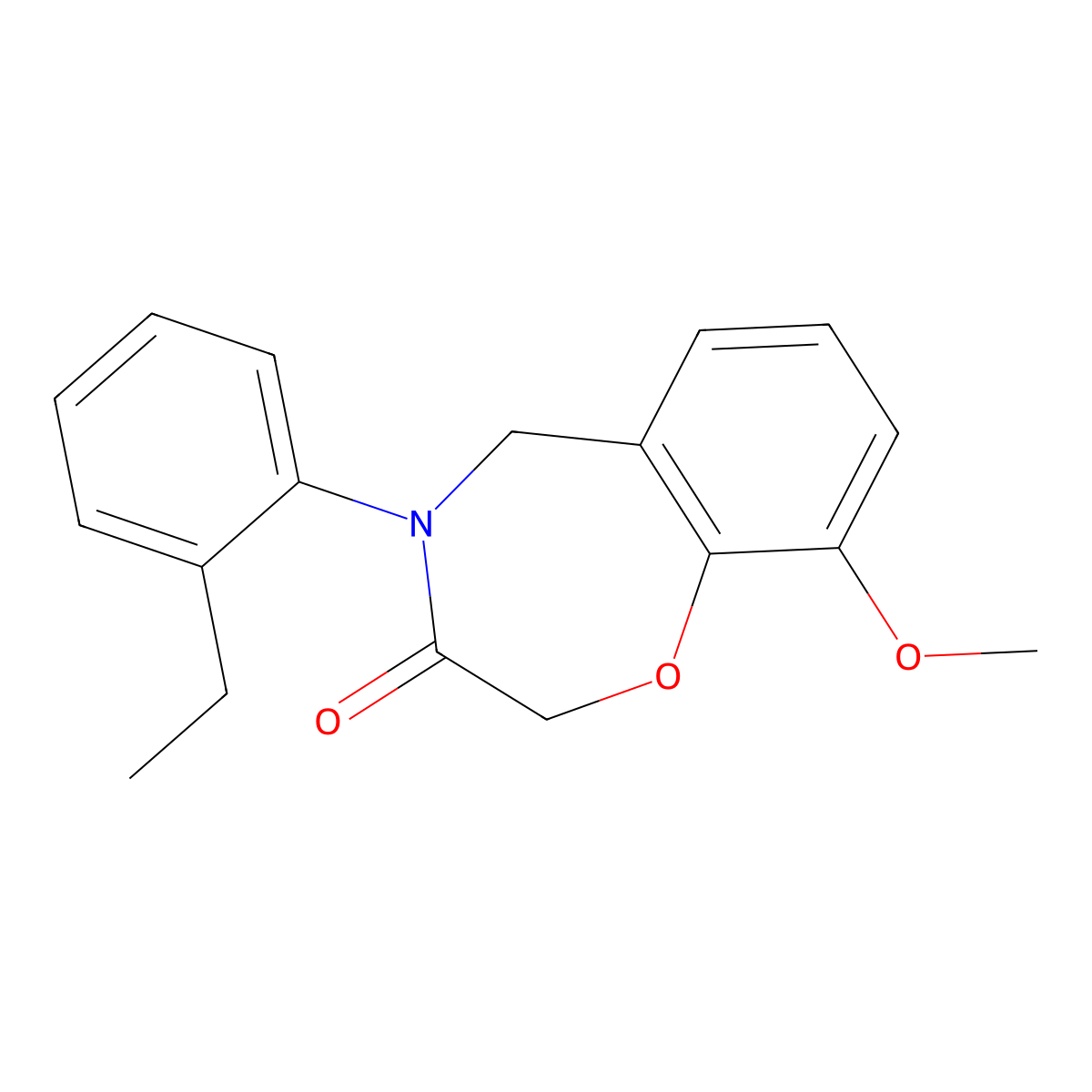 4-(2-ethylphenyl)-9-methoxy-4,5-dihydrobenzo[f][1,4]oxazepin-3(2H)-one molecular structure, CAS 1396707-76-8