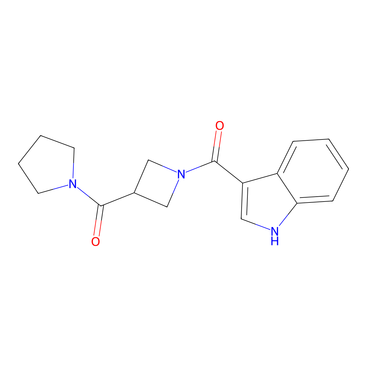 3-[3-(pyrrolidine-1-carbonyl)azetidine-1-carbonyl]-1H-indole molecular structure, CAS 1396707-84-8