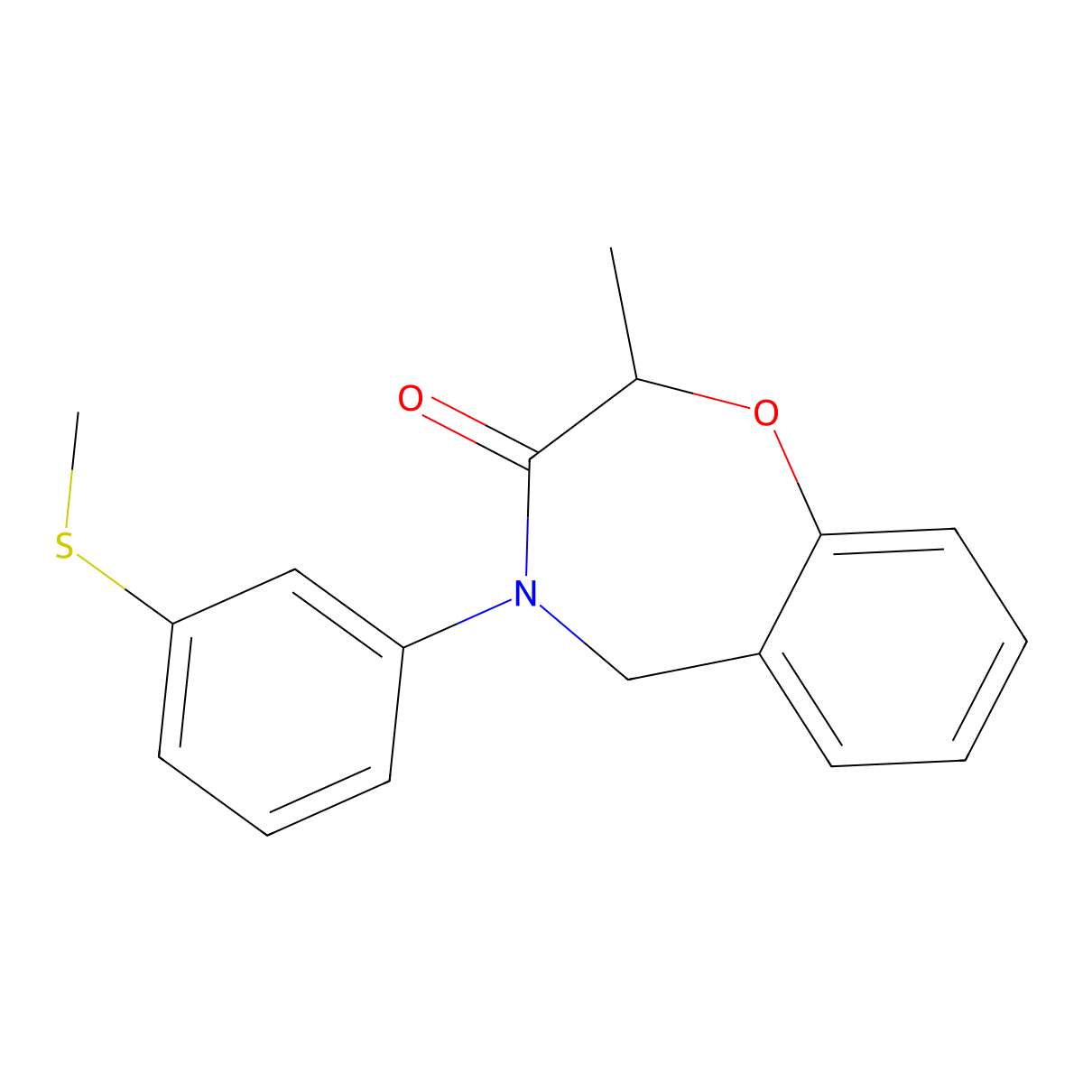 2-methyl-4-[3-(methylthio)phenyl]-4,5-dihydro-1,4-benzoxazepin-3(2H)-one molecular structure, CAS 1396707-96-2