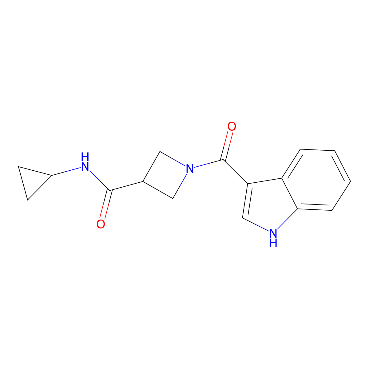N-cyclopropyl-1-(1H-indole-3-carbonyl)azetidine-3-carboxamide molecular structure, CAS 1396707-97-3