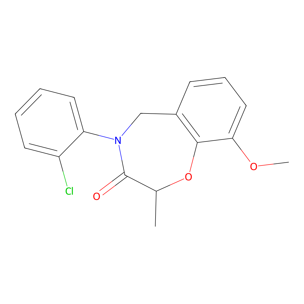 4-(2-chlorophenyl)-9-methoxy-2-methyl-4,5-dihydro-1,4-benzoxazepin-3(2H)-one molecular structure, CAS 1396708-09-0