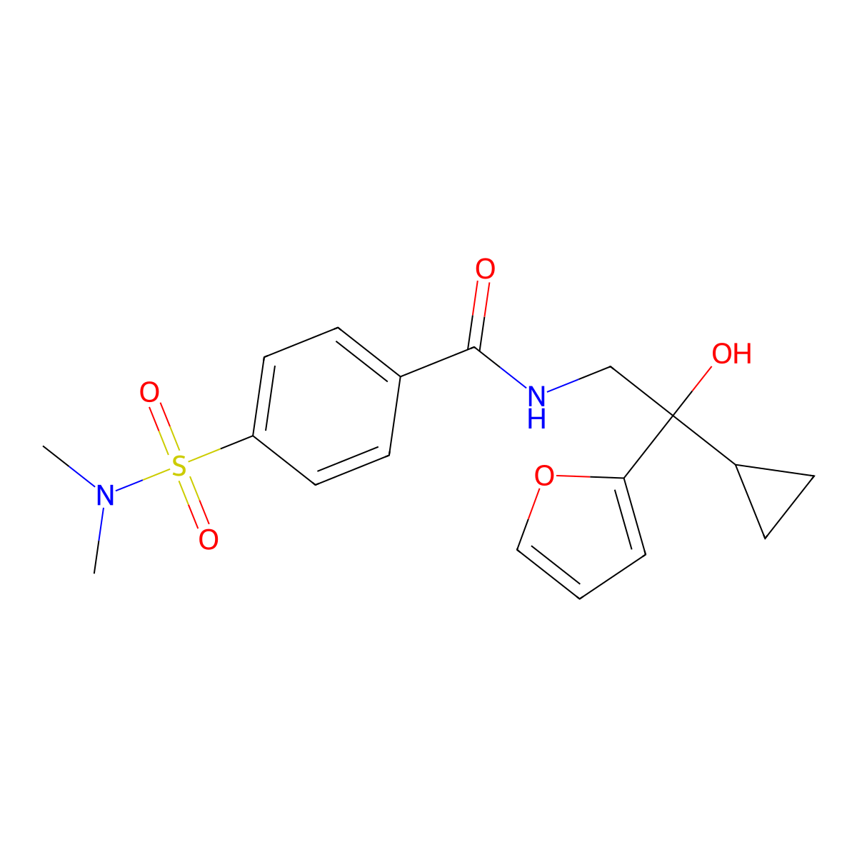 N-[2-cyclopropyl-2-(furan-2-yl)-2-hydroxyethyl]-4-(dimethylsulfamoyl)benzamide molecular structure, CAS 1396708-20-5