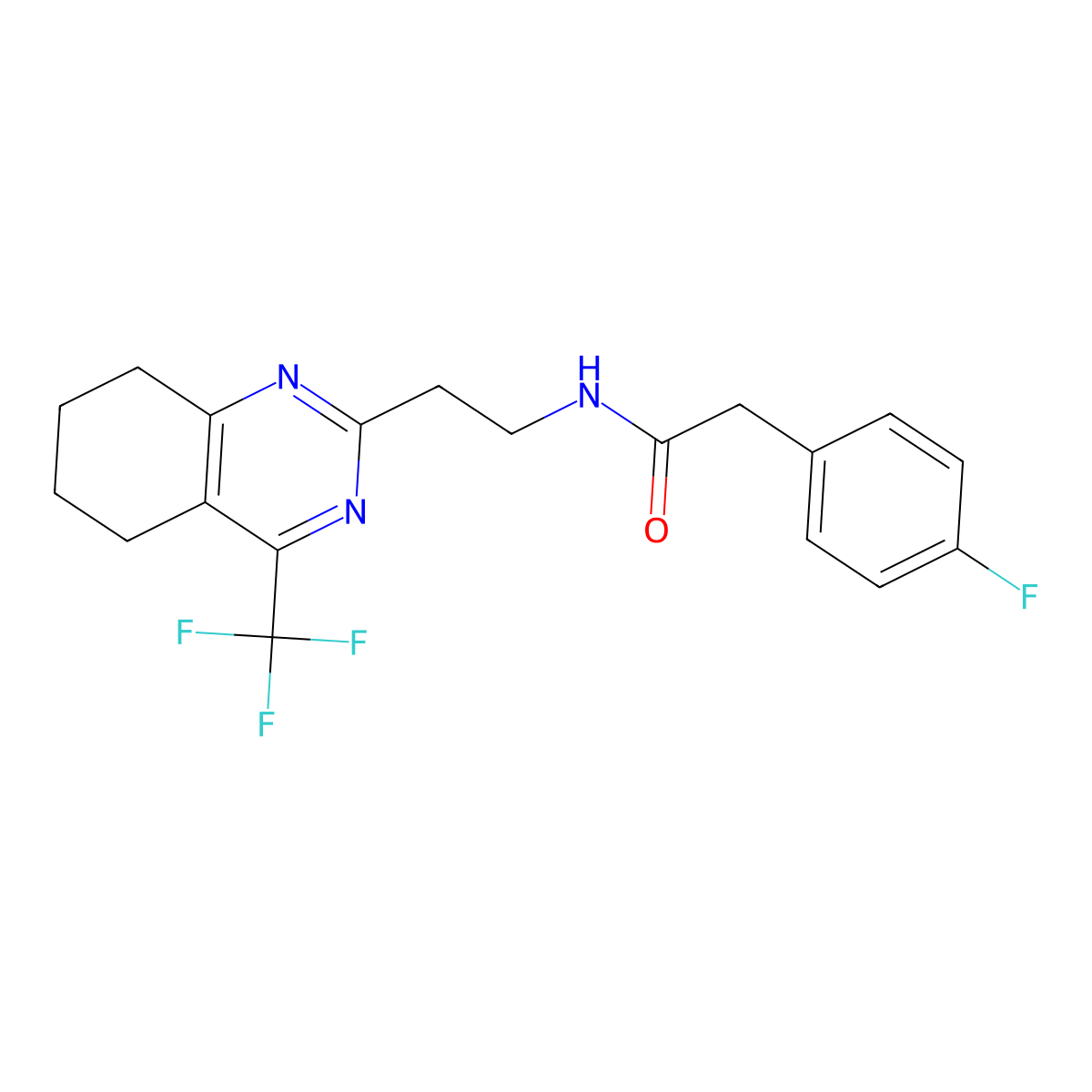 2-(4-fluorophenyl)-N-{2-[4-(trifluoromethyl)-5,6,7,8-tetrahydroquinazolin-2-yl]ethyl}acetamide molecular structure, CAS 1396708-37-4