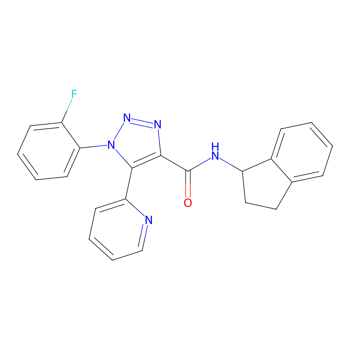 N-(2,3-dihydro-1H-inden-1-yl)-1-(2-fluorophenyl)-5-(pyridin-2-yl)-1H-1,2,3-triazole-4-carboxamide molecular structure, CAS 1396708-41-0