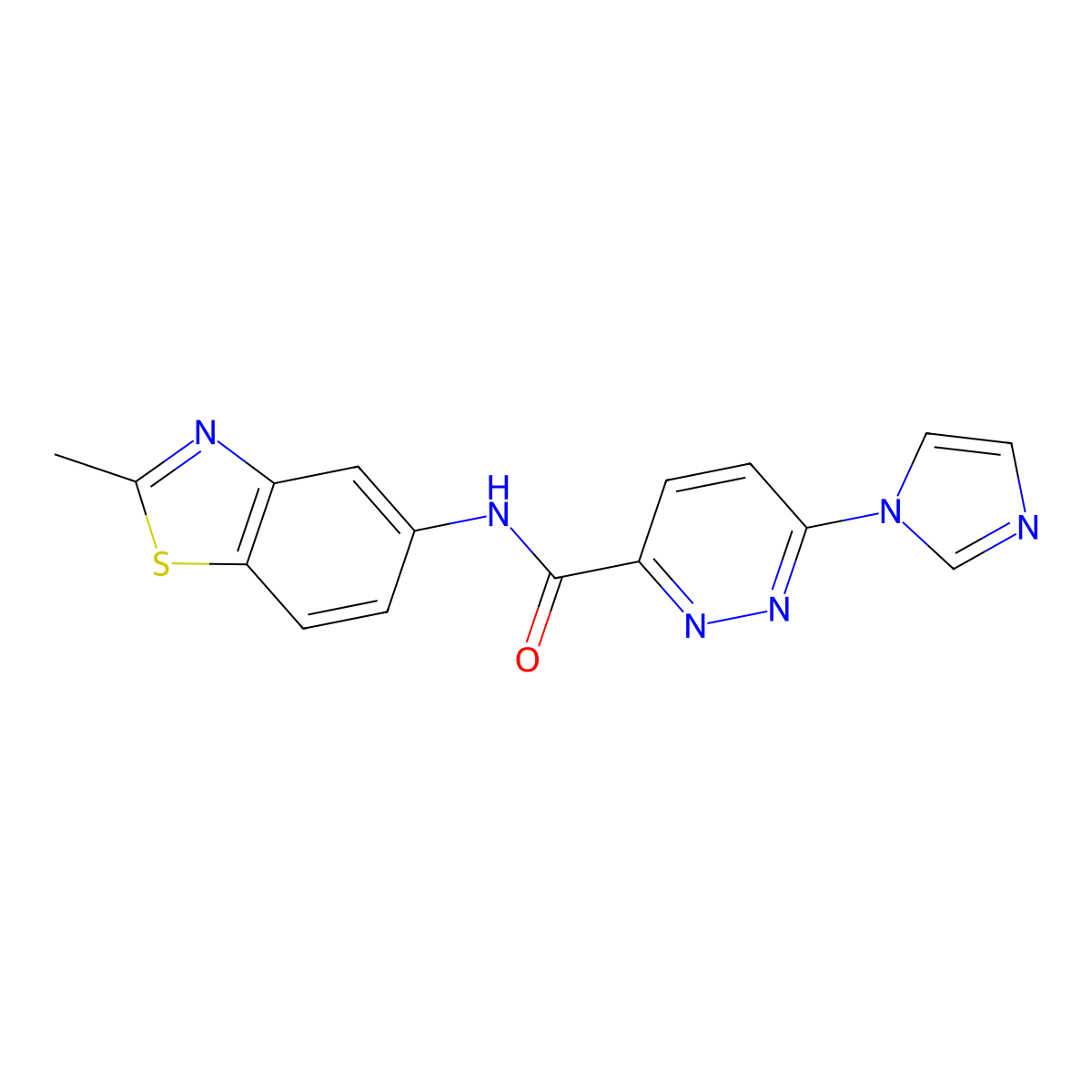 6-(1H-imidazol-1-yl)-N-(2-methylbenzo[d]thiazol-5-yl)pyridazine-3-carboxamide molecular structure, CAS 1396708-46-5