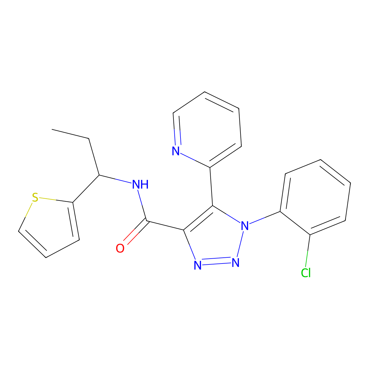 1-(2-chlorophenyl)-5-(pyridin-2-yl)-N-[1-(thiophen-2-yl)propyl]-1H-1,2,3-triazole-4-carboxamide molecular structure, CAS 1396708-53-4