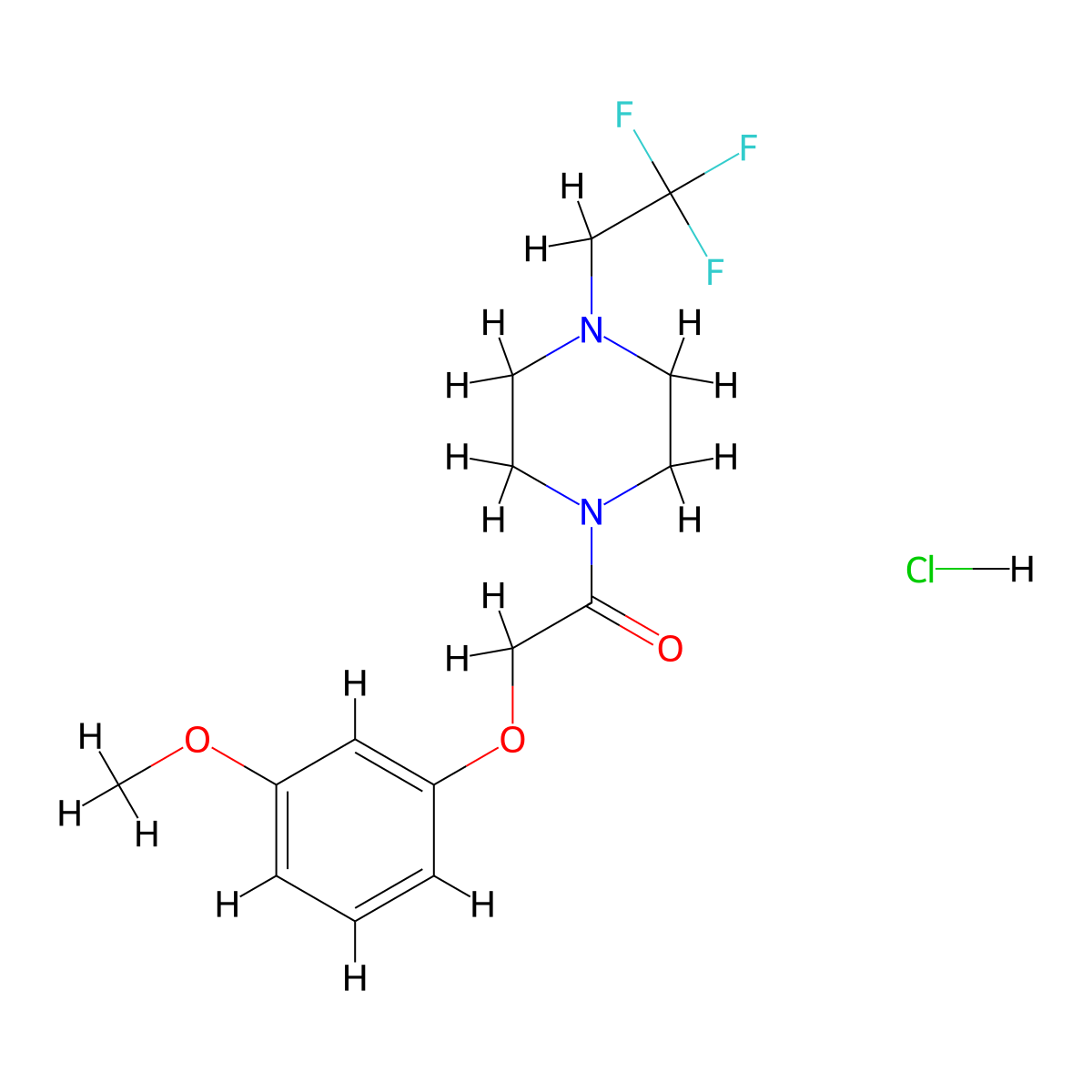 2-(3-Methoxyphenoxy)-1-(4-(2,2,2-trifluoroethyl)piperazin-1-yl)ethanone hydrochloride molecular structure, CAS 1396708-60-3