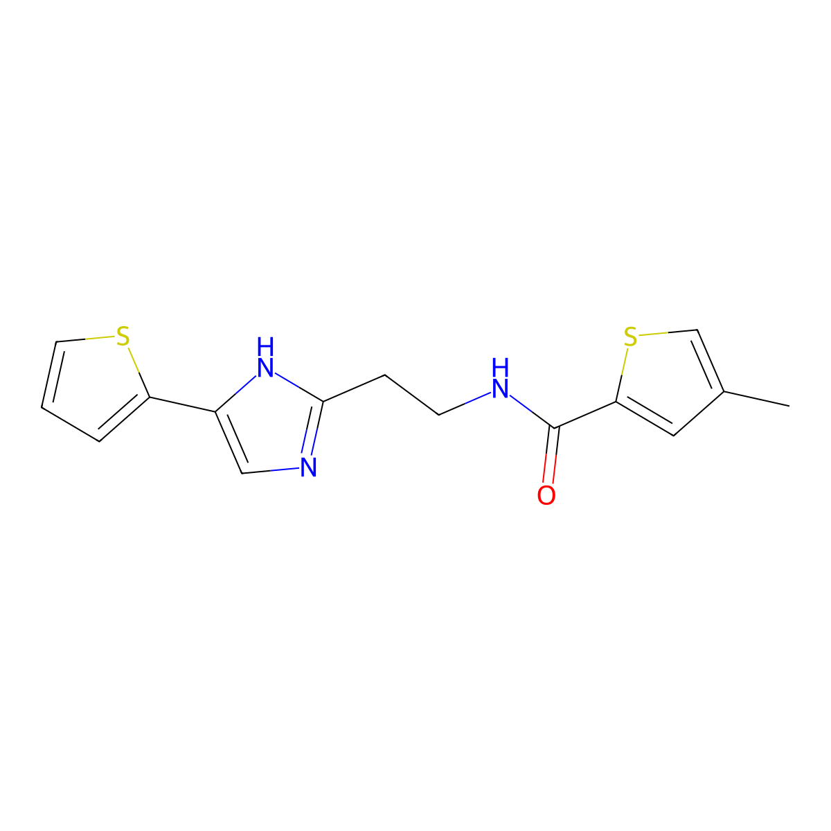 4-methyl-N-{2-[4-(thiophen-2-yl)-1H-imidazol-2-yl]ethyl}thiophene-2-carboxamide molecular structure, CAS 1396708-80-7