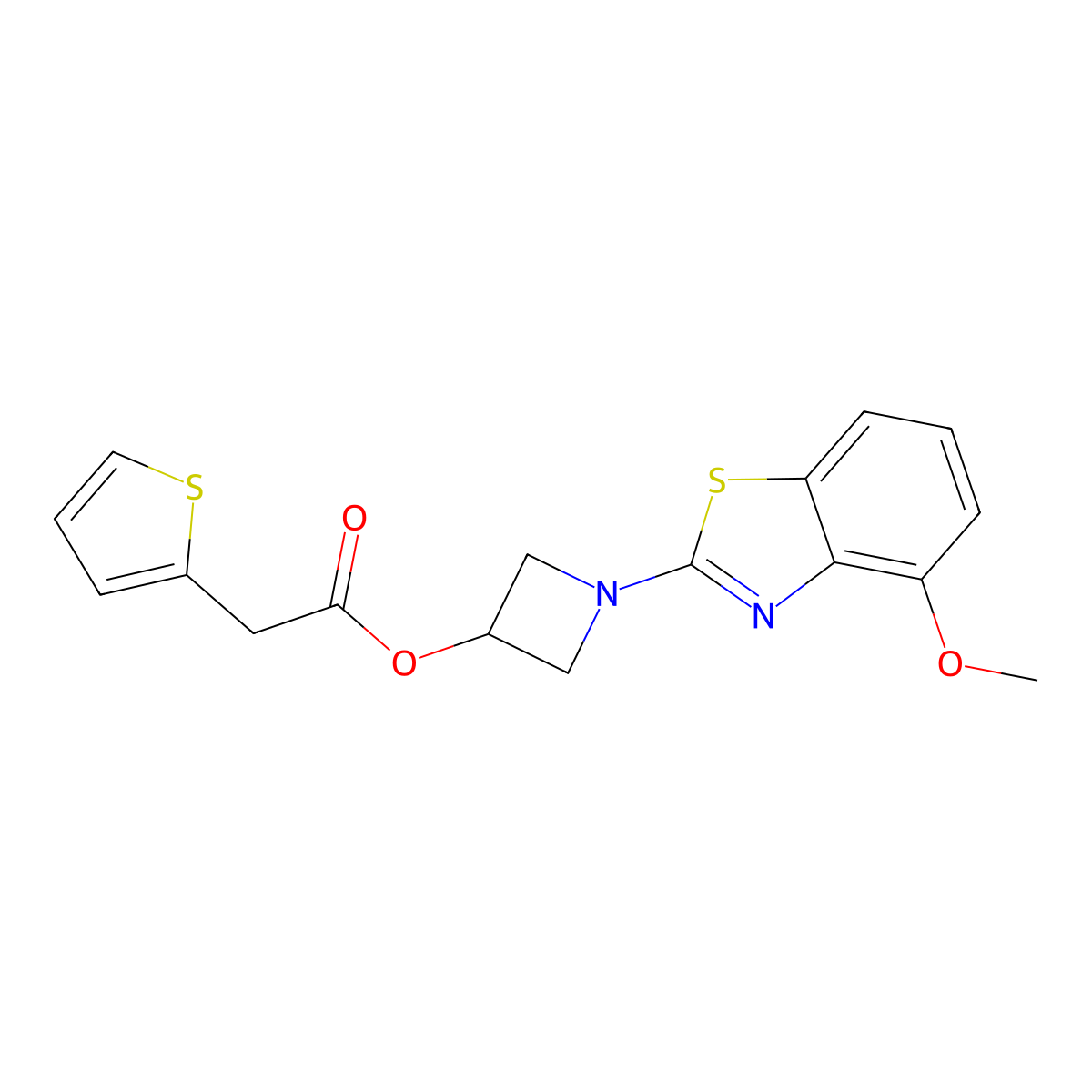 1-(4-Methoxybenzo[d]thiazol-2-yl)azetidin-3-yl 2-(thiophen-2-yl)acetate molecular structure, CAS 1396708-86-3
