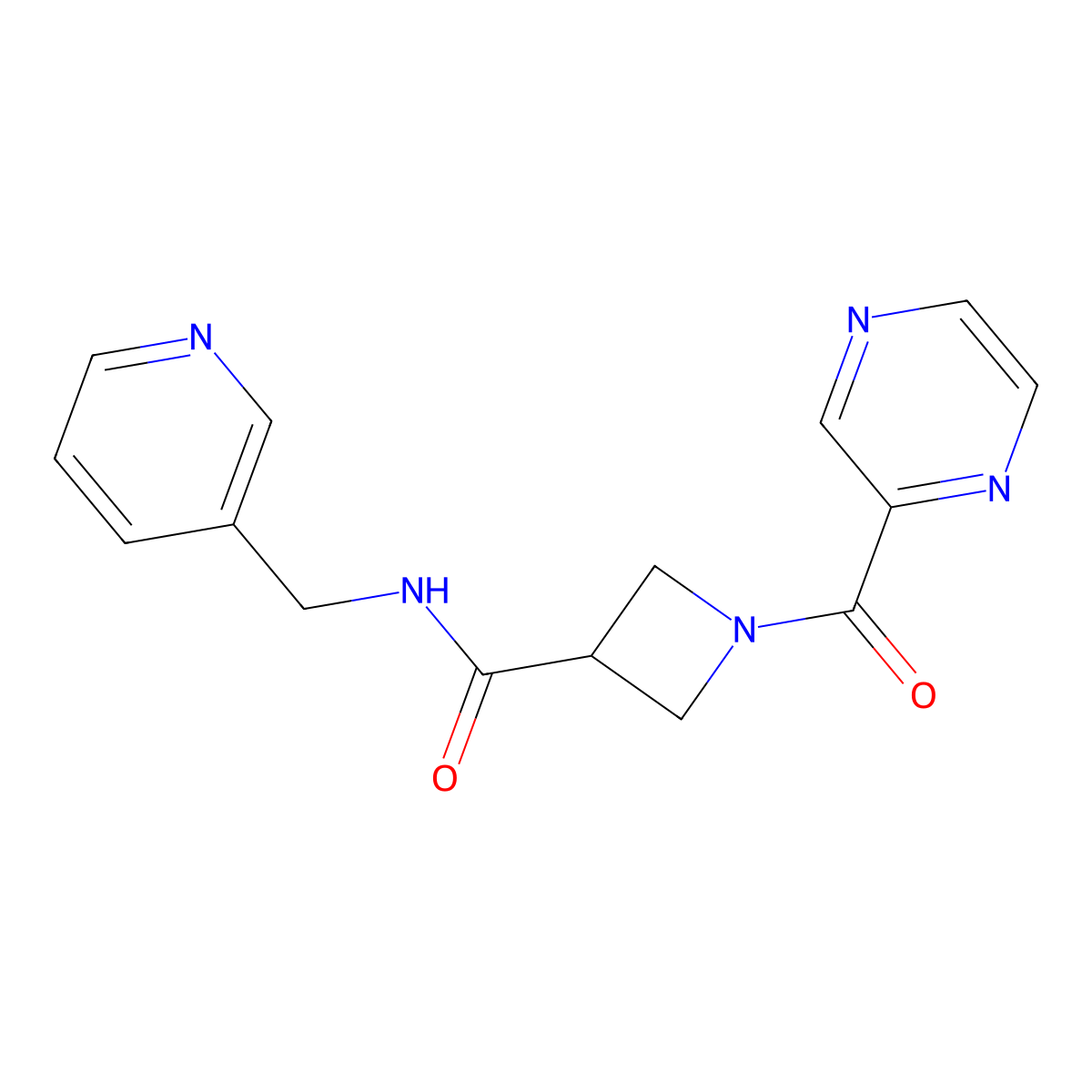 1-(pyrazine-2-carbonyl)-N-(pyridin-3-ylmethyl)azetidine-3-carboxamide molecular structure, CAS 1396708-91-0