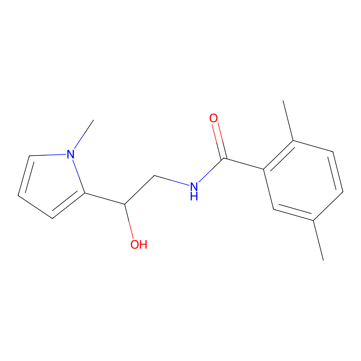 N-[2-hydroxy-2-(1-methyl-1H-pyrrol-2-yl)ethyl]-2,5-dimethylbenzamide molecular structure, CAS 1396708-92-1