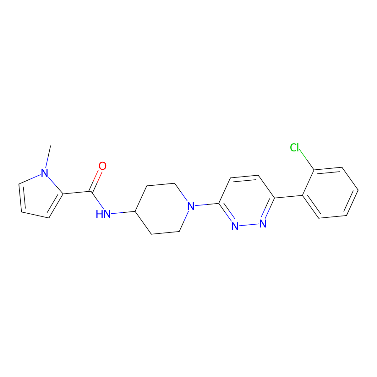 N-{1-[6-(2-chlorophenyl)pyridazin-3-yl]piperidin-4-yl}-1-methyl-1H-pyrrole-2-carboxamide molecular structure, CAS 1396709-01-5
