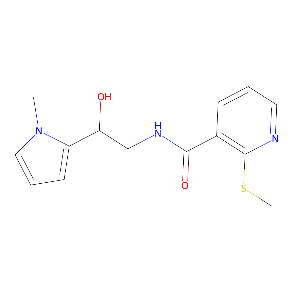 N-(2-hydroxy-2-(1-methyl-1H-pyrrol-2-yl)ethyl)-2-(methylthio)nicotinamide molecular structure, CAS 1396709-06-0