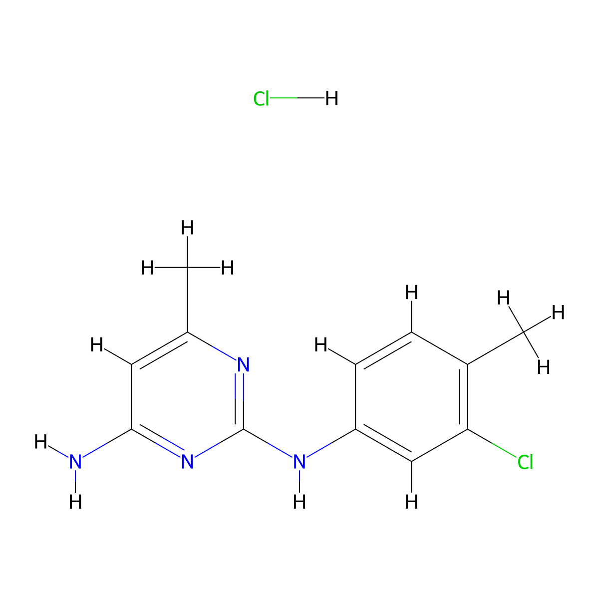 N2-(3-chloro-4-methylphenyl)-6-methylpyrimidine-2,4-diamine hydrochloride molecular structure, CAS 1396709-10-6