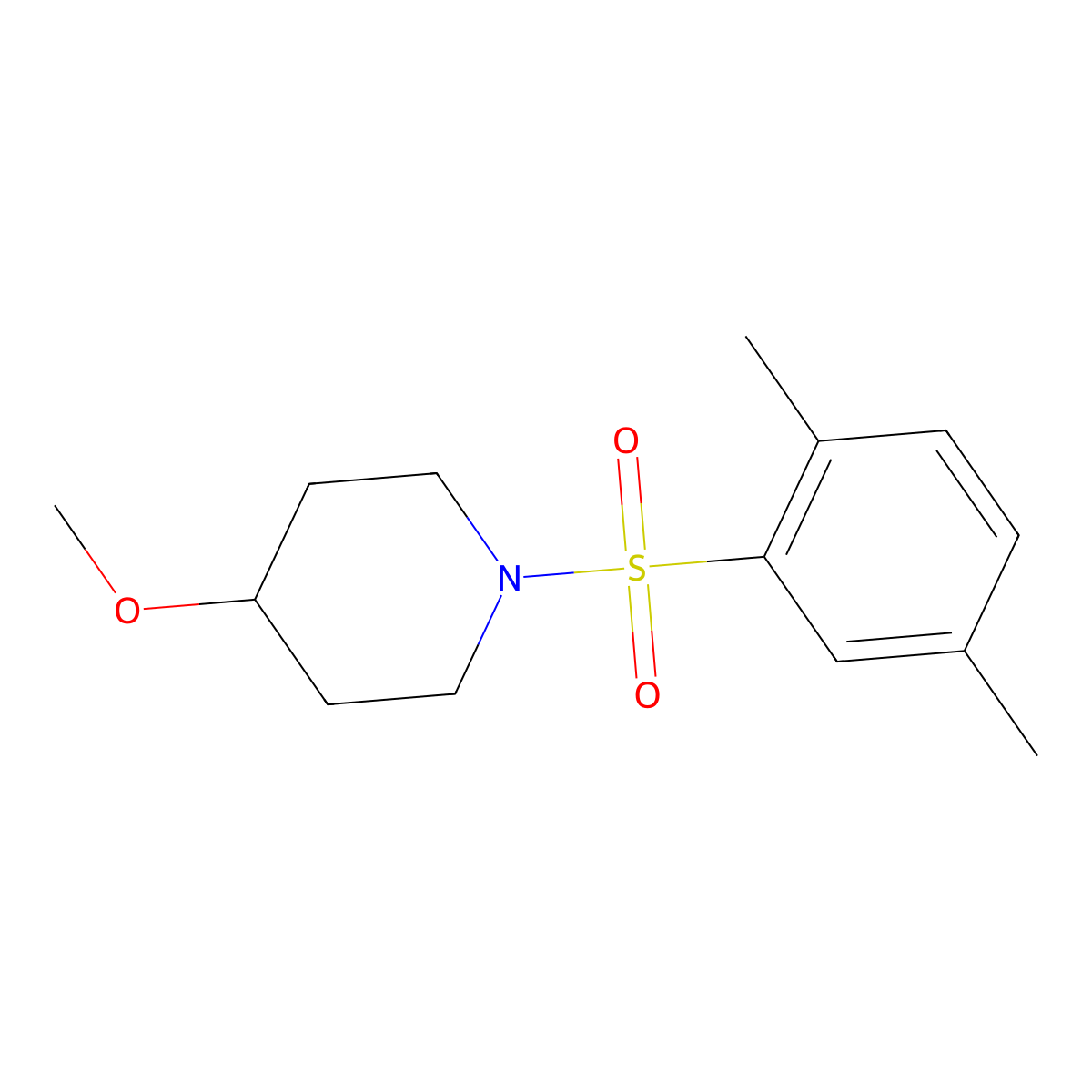 1-((2,5-Dimethylphenyl)sulfonyl)-4-methoxypiperidine molecular structure, CAS 1396709-24-2
