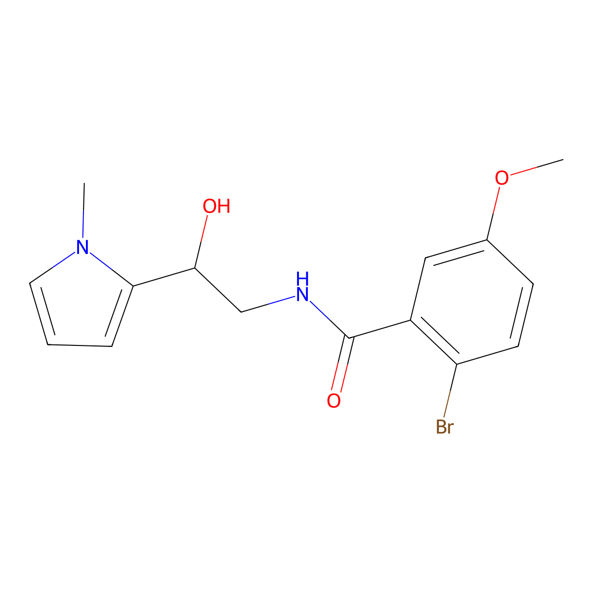 2-bromo-N-[2-hydroxy-2-(1-methyl-1H-pyrrol-2-yl)ethyl]-5-methoxybenzamide molecular structure, CAS 1396709-30-0